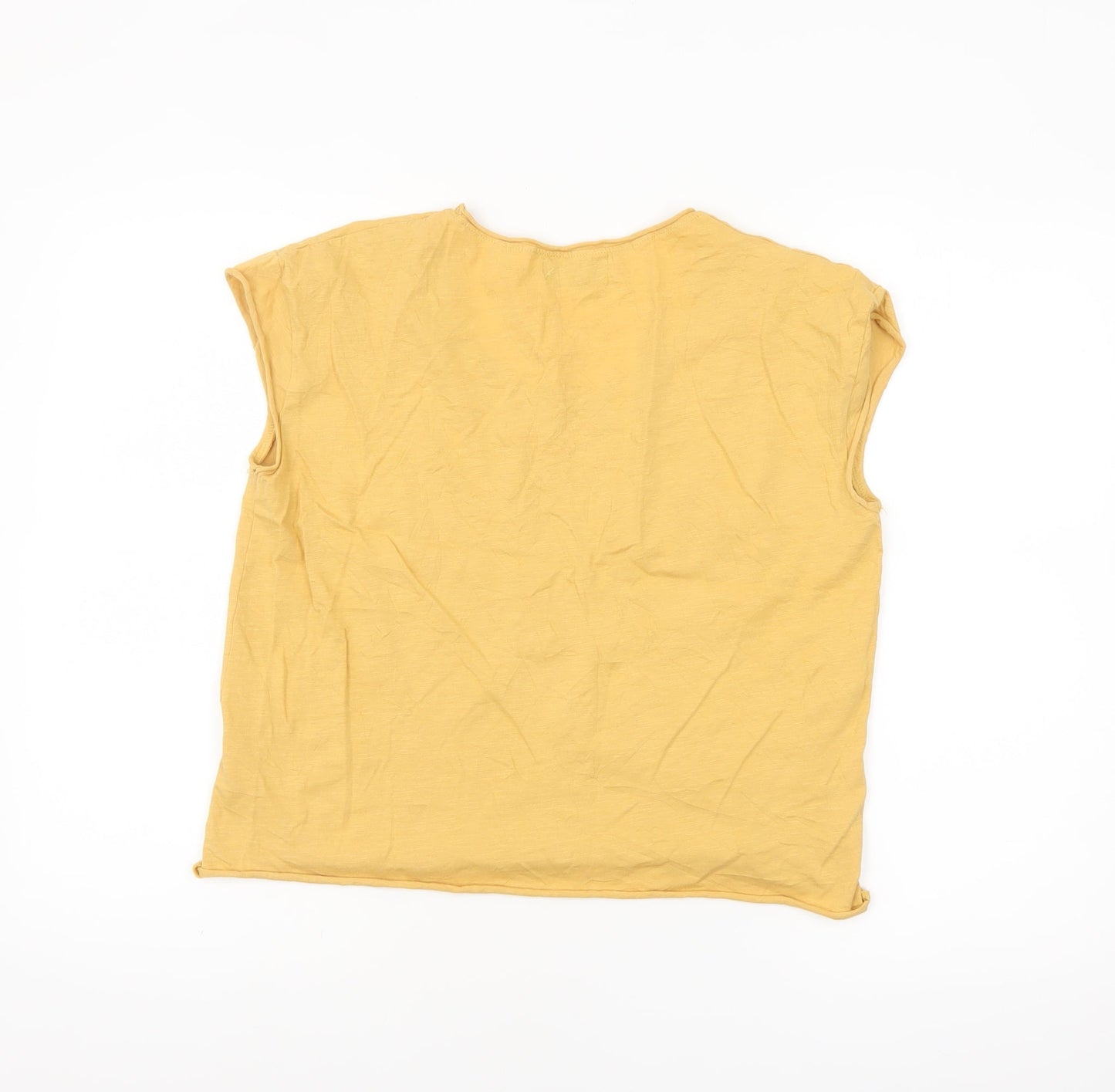 Pull&Bear Womens Yellow Cotton Sleeveless Basic T-Shirt Size 8