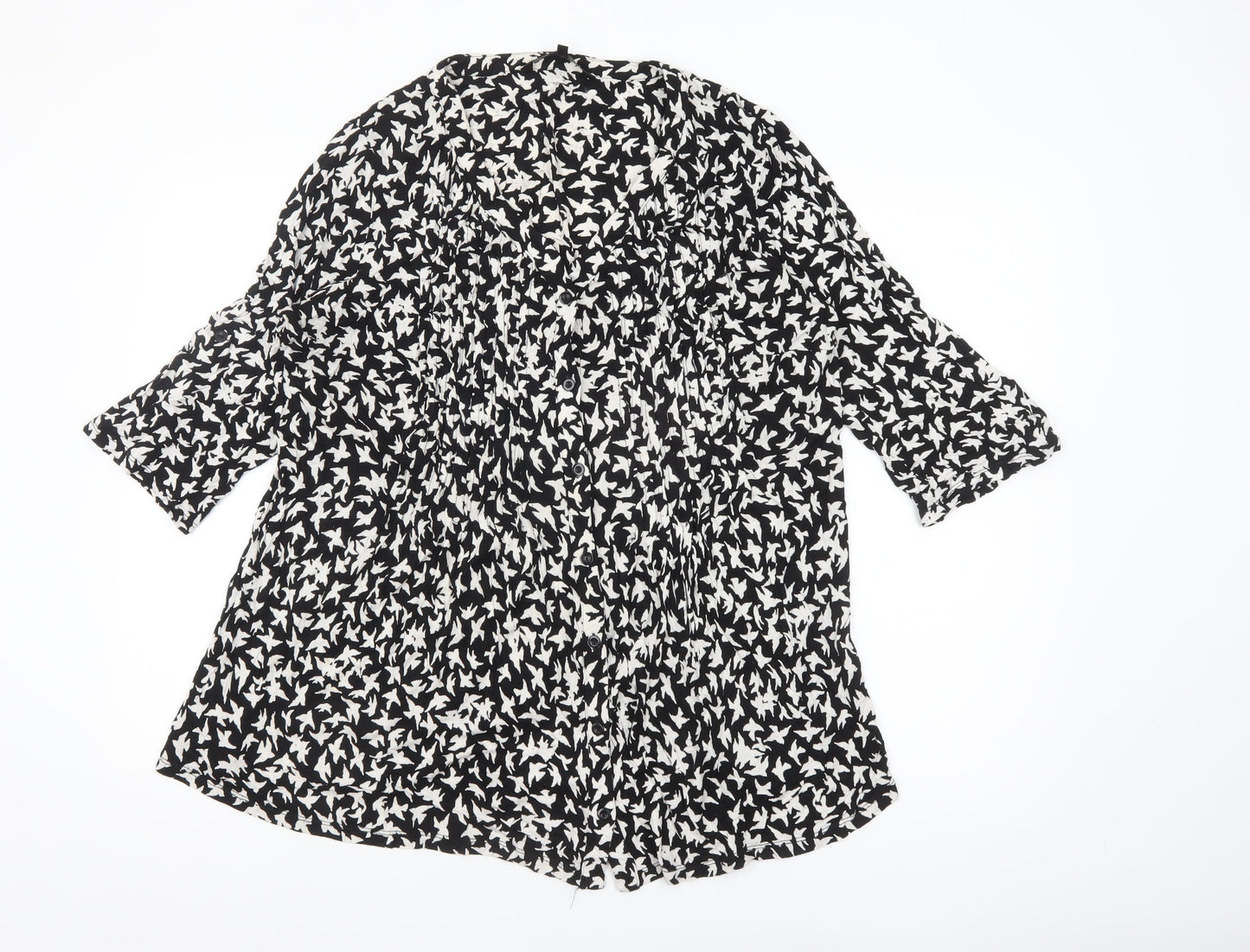 Anya Madsen Womens Black Floral Tunic Blouse Size 22 Viscose