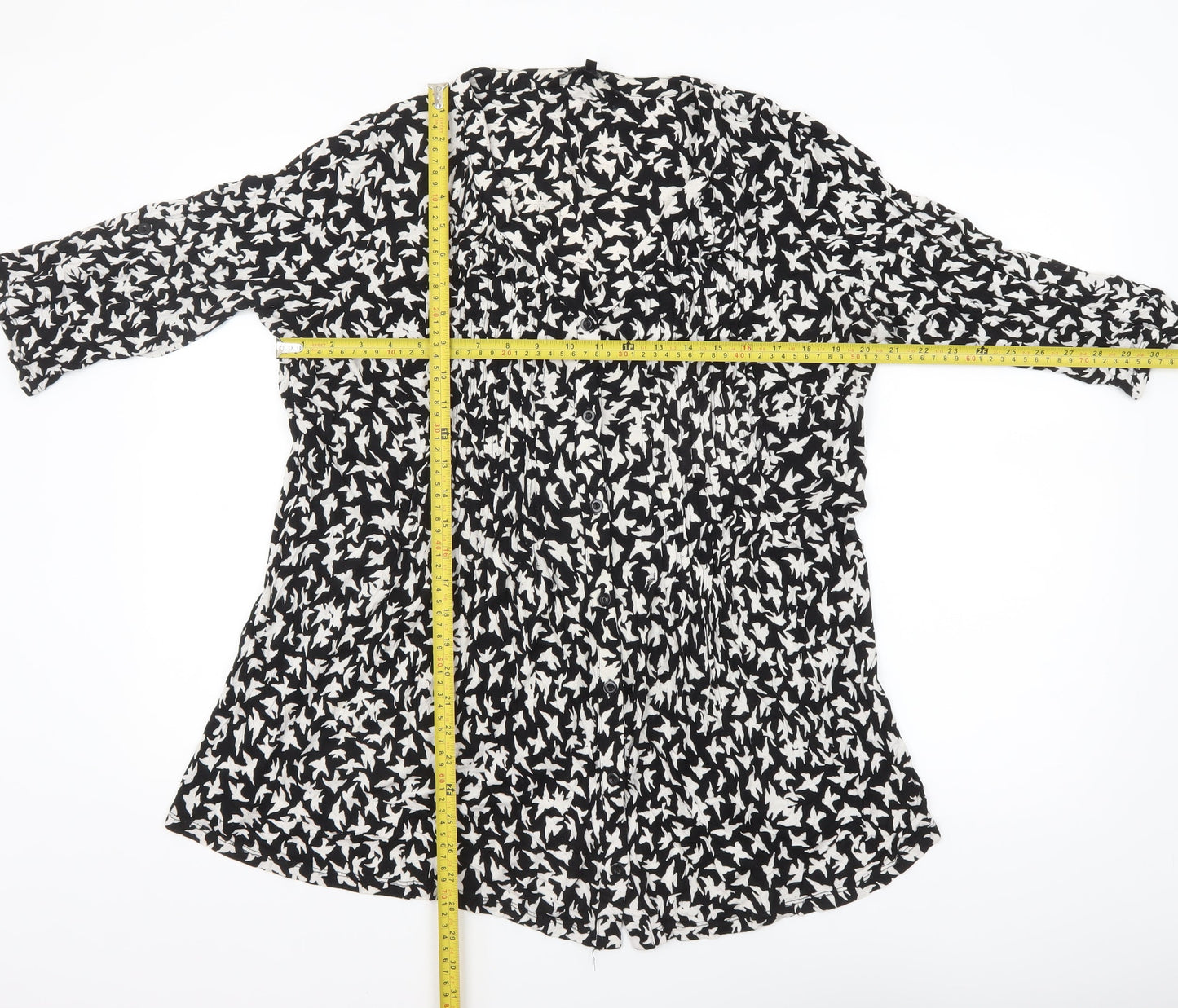 Anya Madsen Womens Black Floral Tunic Blouse Size 22 Viscose