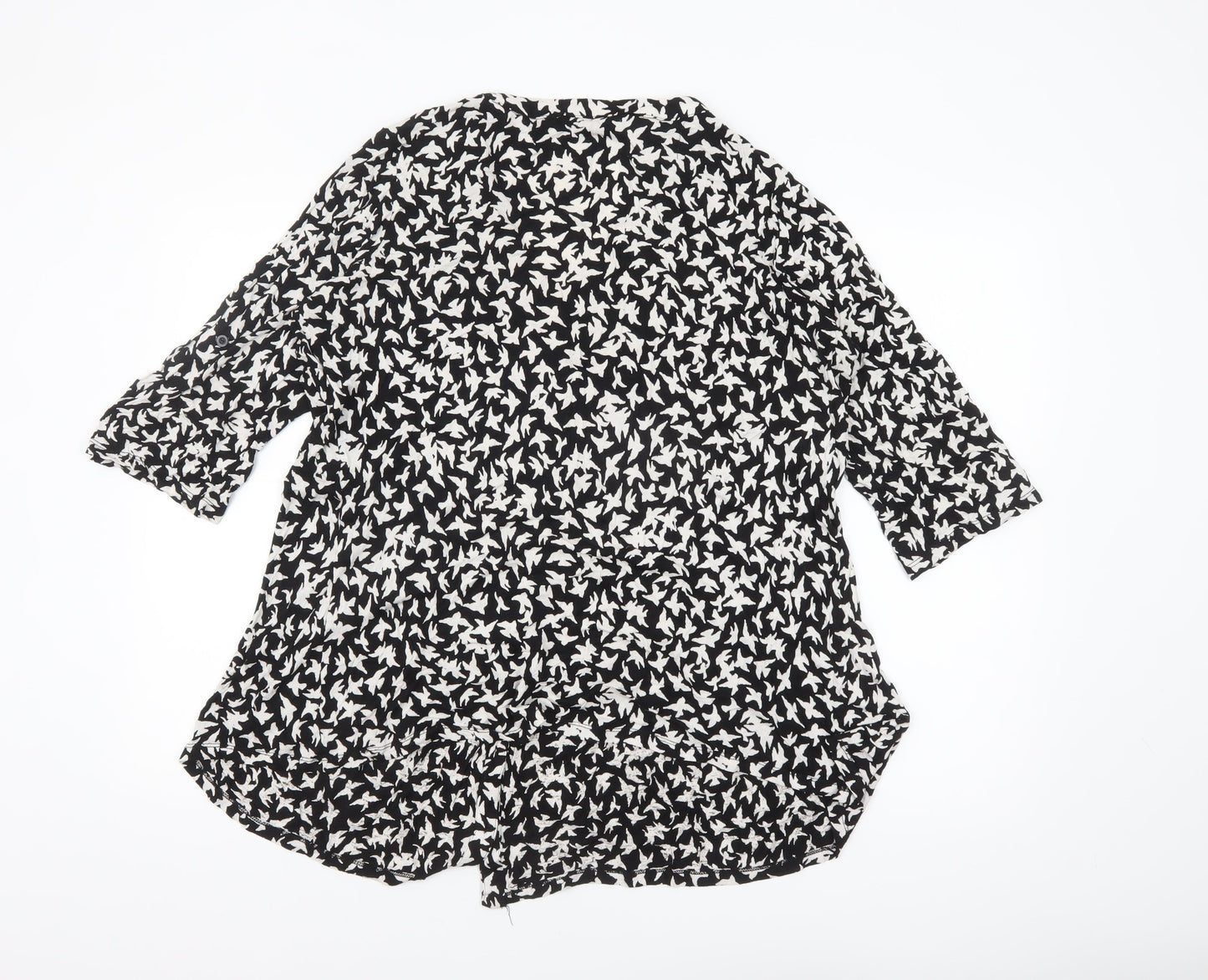 Anya Madsen Womens Black Floral Tunic Blouse Size 22 Viscose