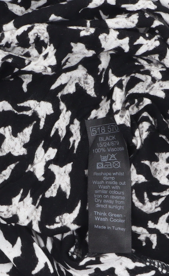 Anya Madsen Womens Black Floral Tunic Blouse Size 22 Viscose