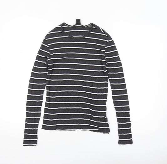 American Apparel Women’s Black Striped Long Sleeve Rayon T-Shirt Size M
