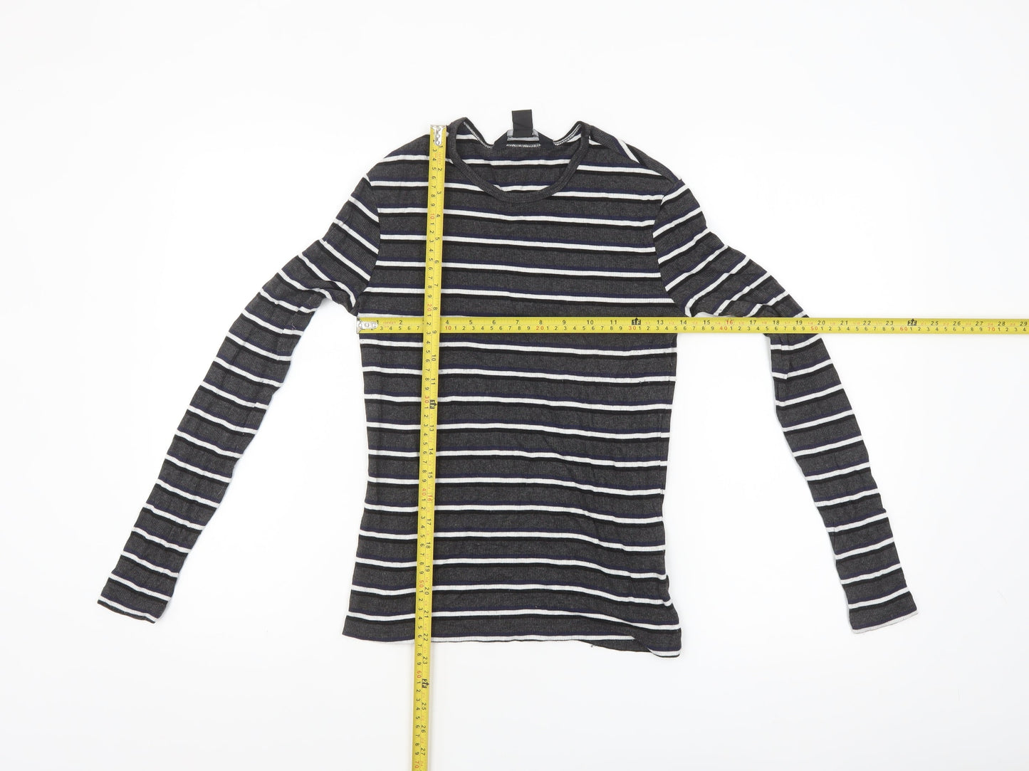 American Apparel Women’s Black Striped Long Sleeve Rayon T-Shirt Size M