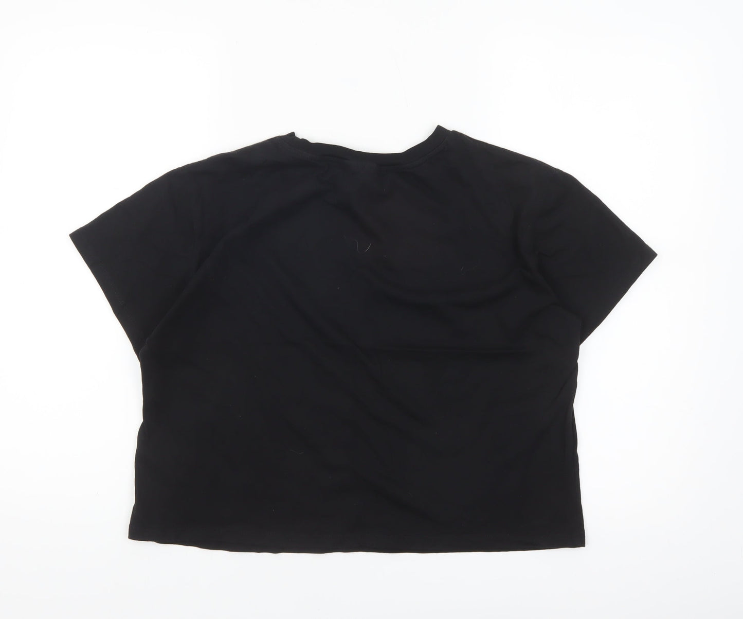H&M Divided Women’s Black Sequin Iconic Cropped T-Shirt Size 14
