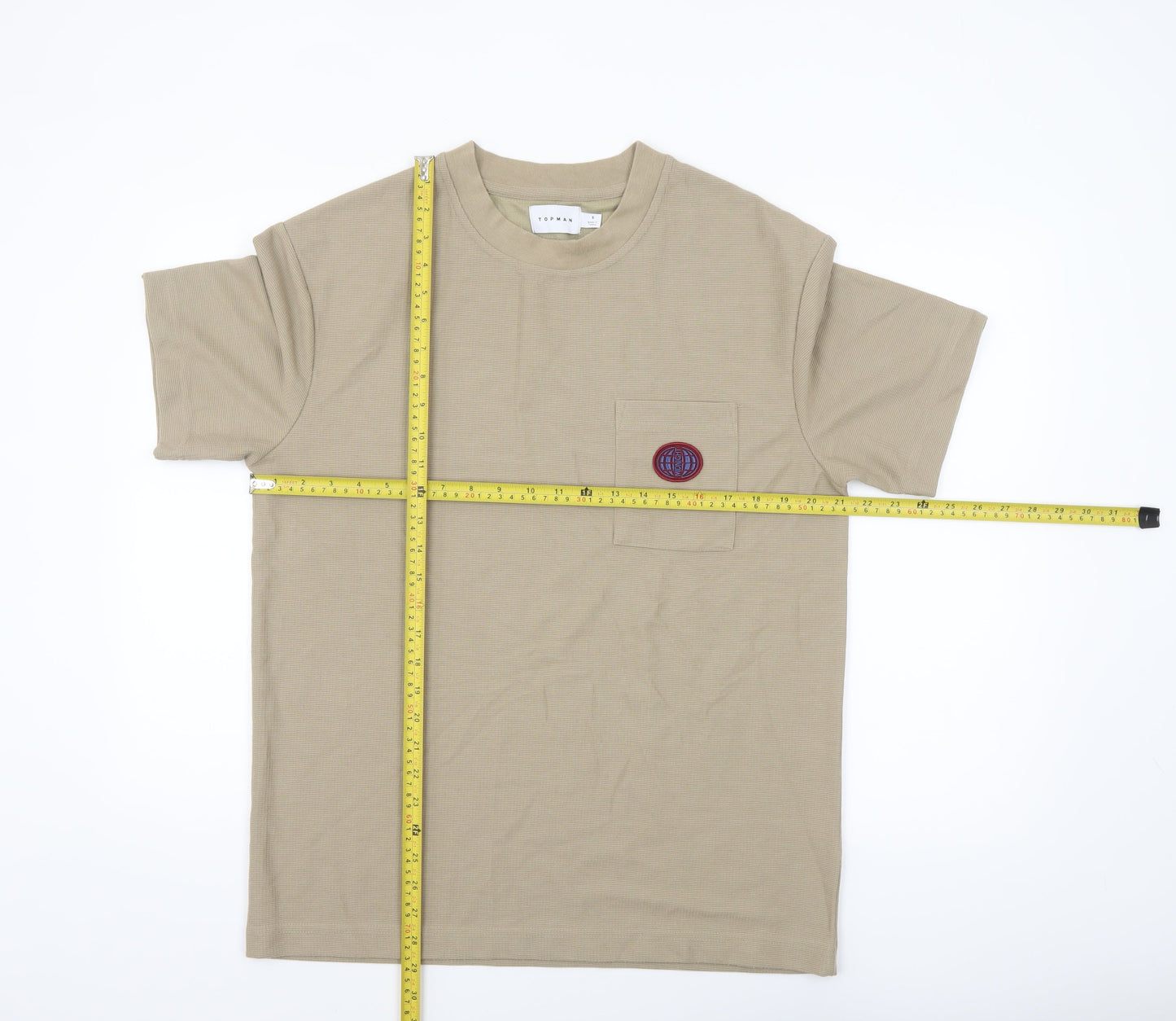 Topman Men's Beige Short Sleeve Crew Neck Knit T-Shirt Size S