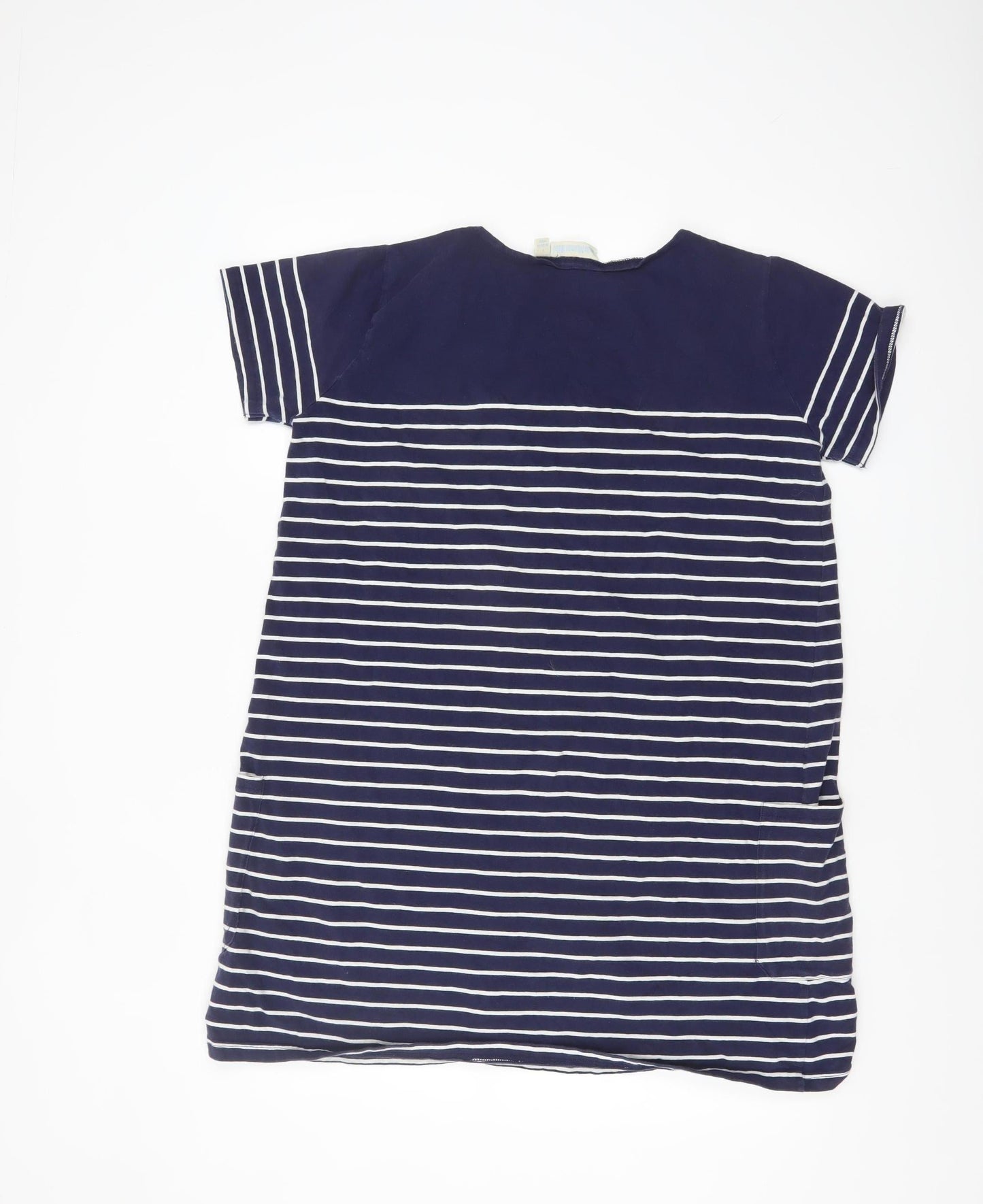 JoJo Maman Bébé Women Blue Striped T-Shirt Dress L Casual