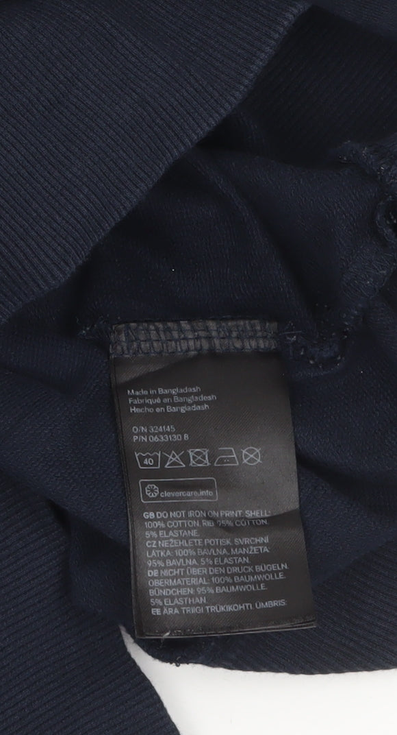 H&M Divided Womens Navy Blue Long Sleeve Crew Neck T-Shirt Size 12