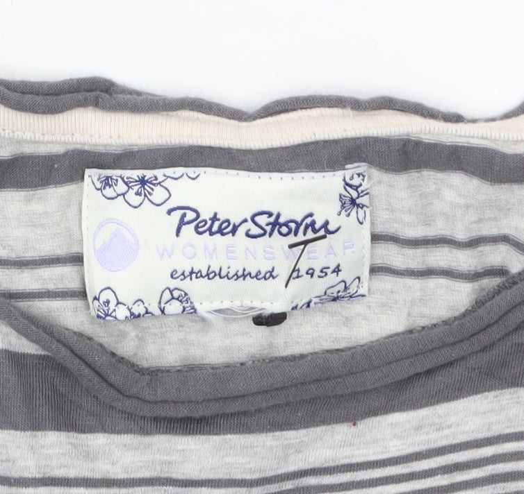 Peter Storm Womens Grey Striped Short Sleeve Cotton T-Shirt Size 18