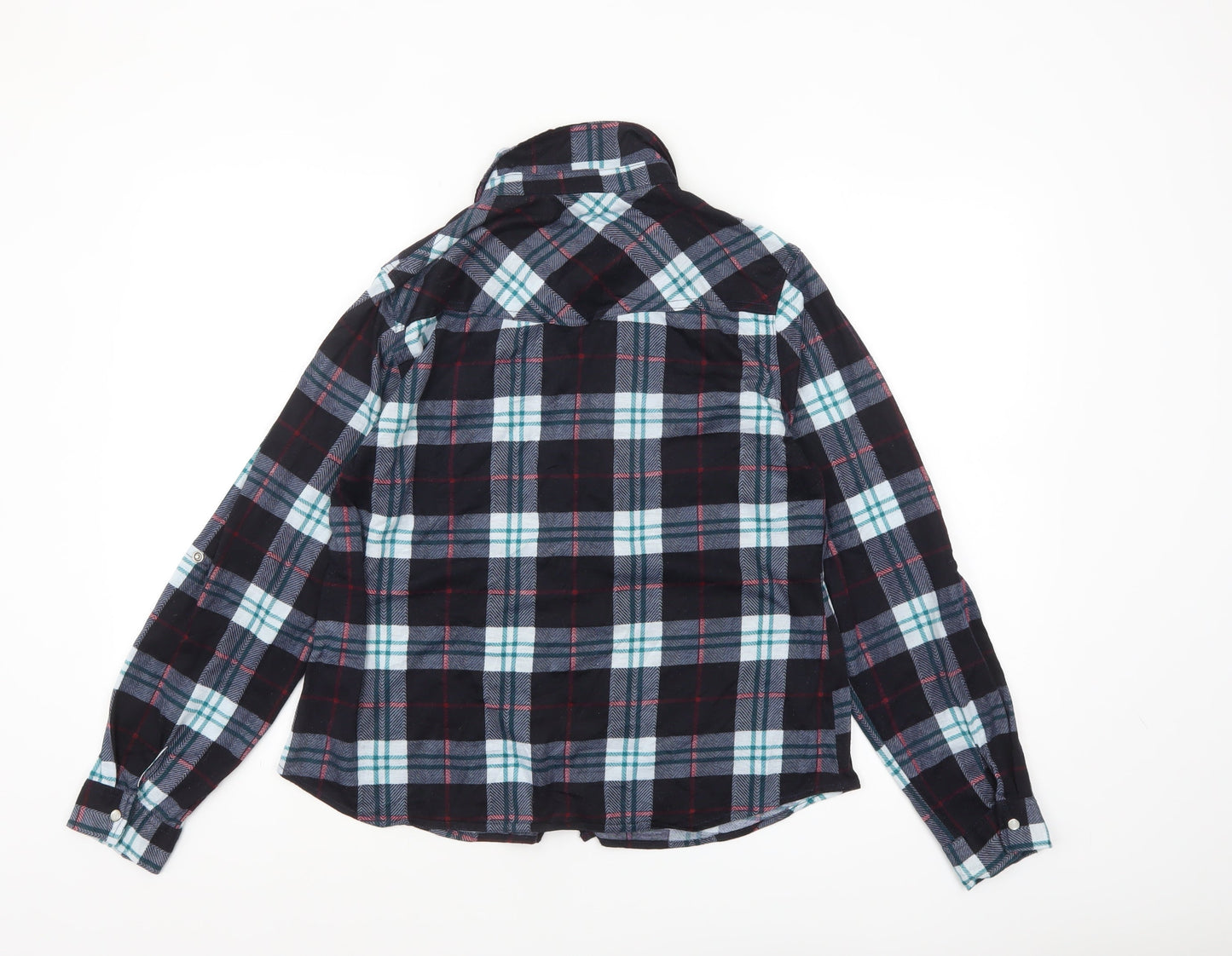 Apricot Womens Blue Plaid Flannel Button-Up Shirt UK 16