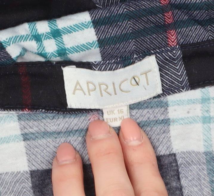 Apricot Womens Blue Plaid Flannel Button-Up Shirt UK 16