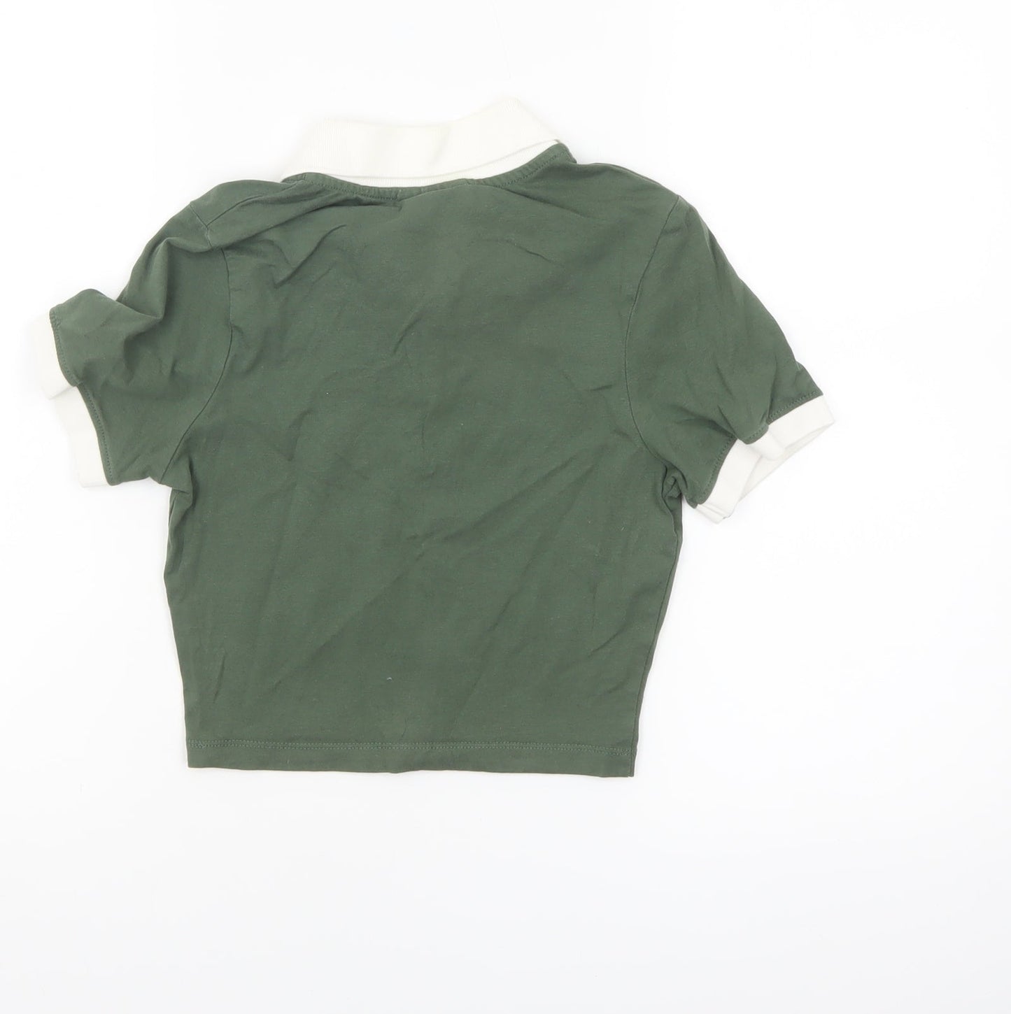 MSU Michigan State University Women's Green Cropped Polo Shirt 2XS