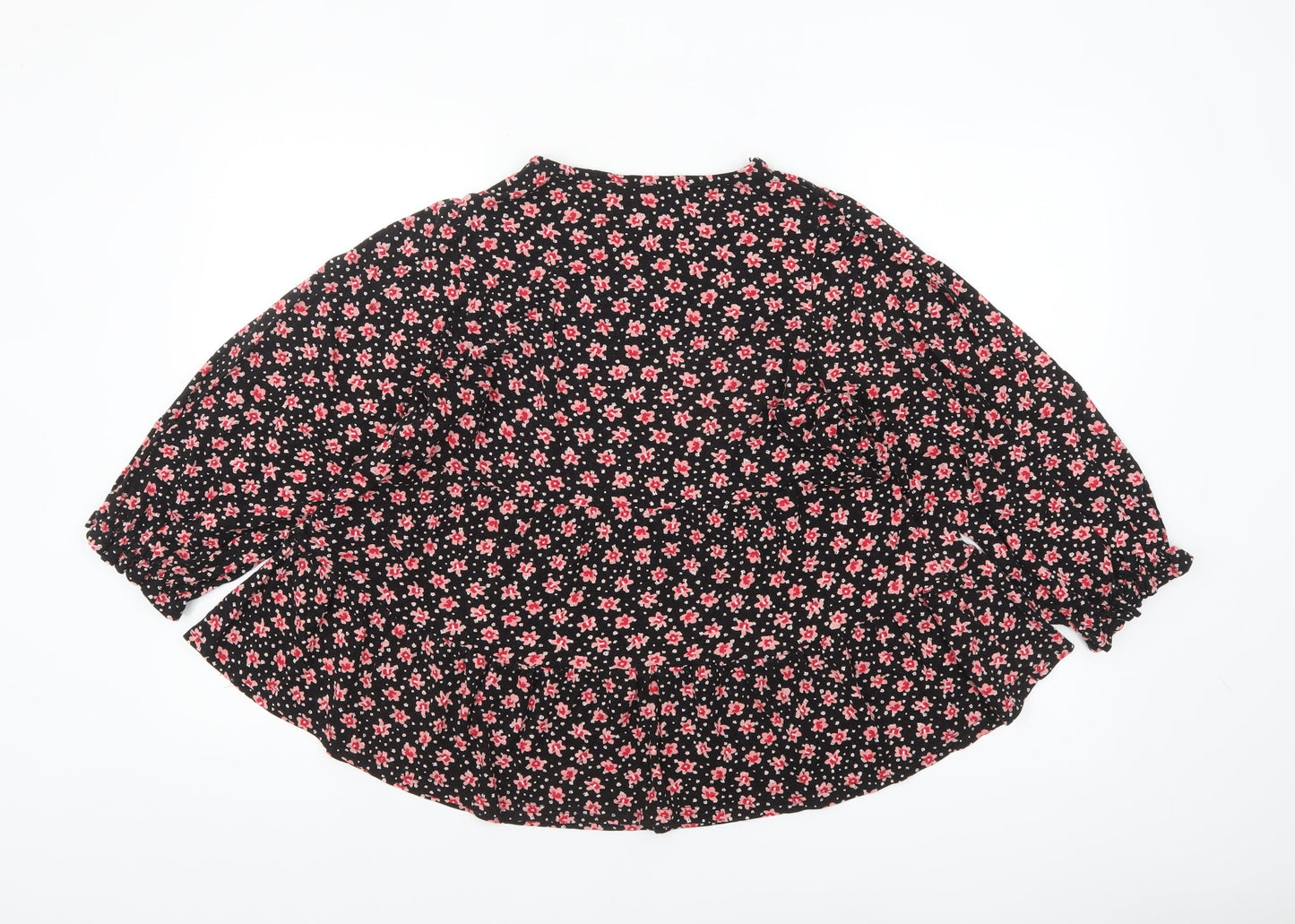 New Look Women’s Black Floral Tunic Blouse Size 14 Long Sleeve