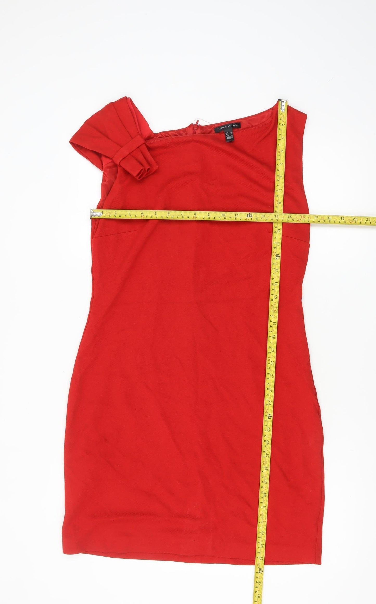 MNG Collection Women Red Bodycon One Shoulder Dress Size 14