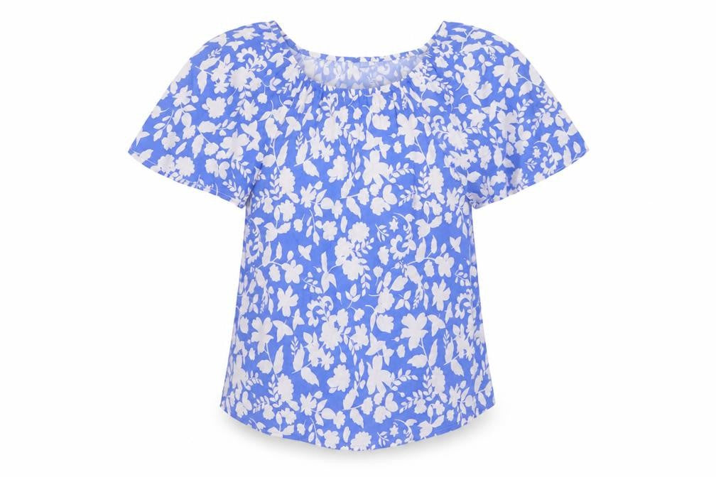 Dunnes Women's Blue Floral Viscose Blouse XS