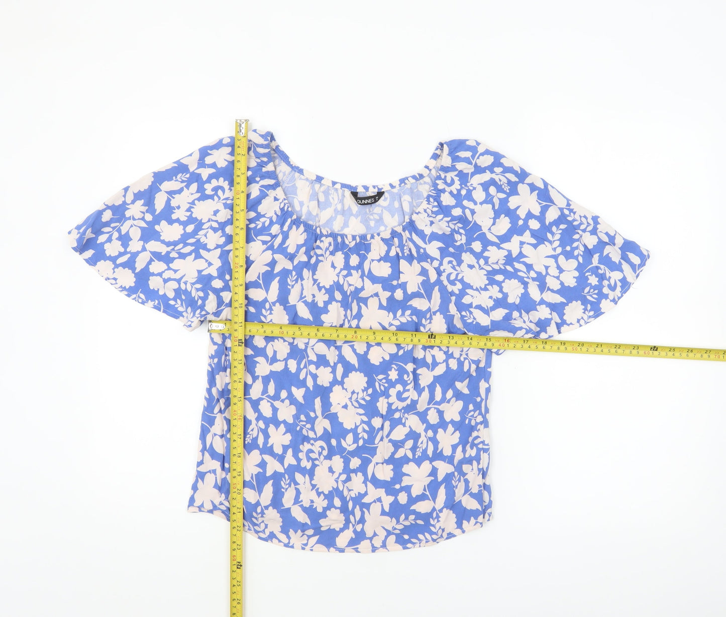 Dunnes Stores Women's Blue Floral Viscose Blouse XS