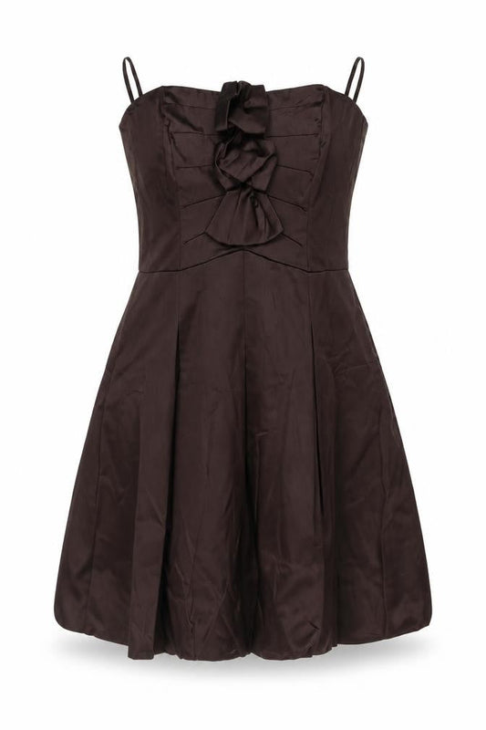 Coast Women's Brown Fit & Flare Sleeveless Bow Dress Size 16