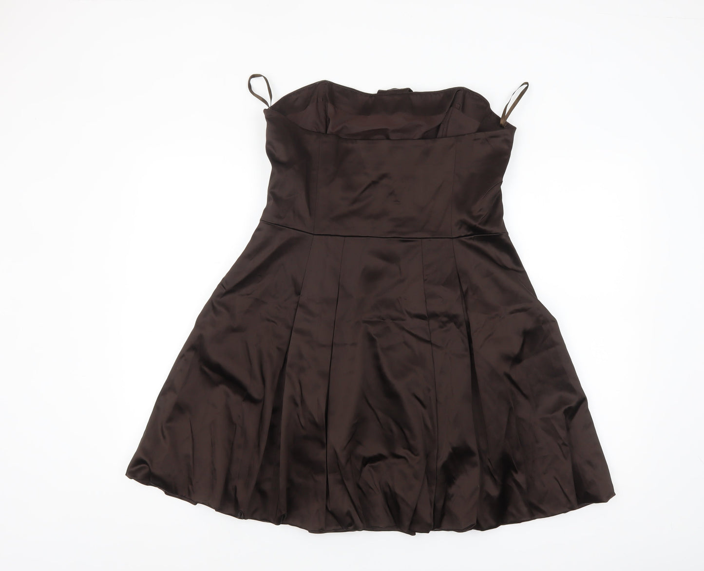 Coast Women's Brown Fit & Flare Sleeveless Bow Dress Size 16
