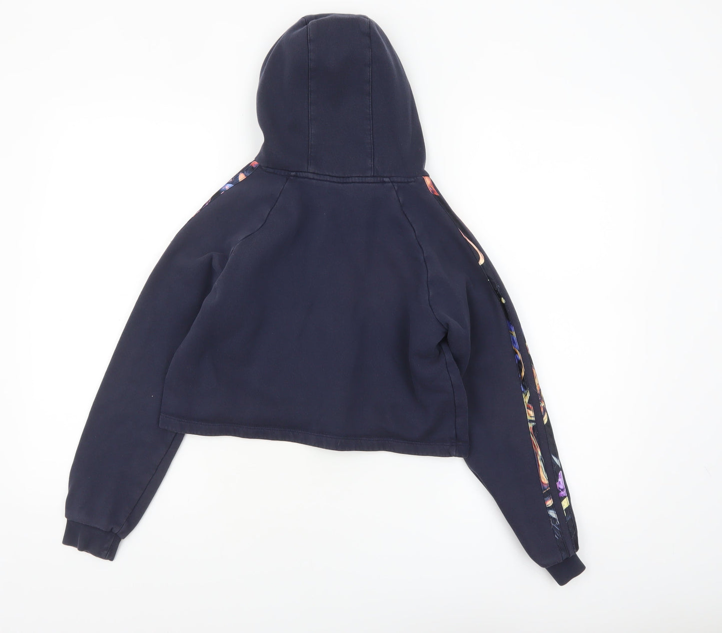 Adidas Girls Black 11-12 Years Pullover Hoodie with Floral Stripes