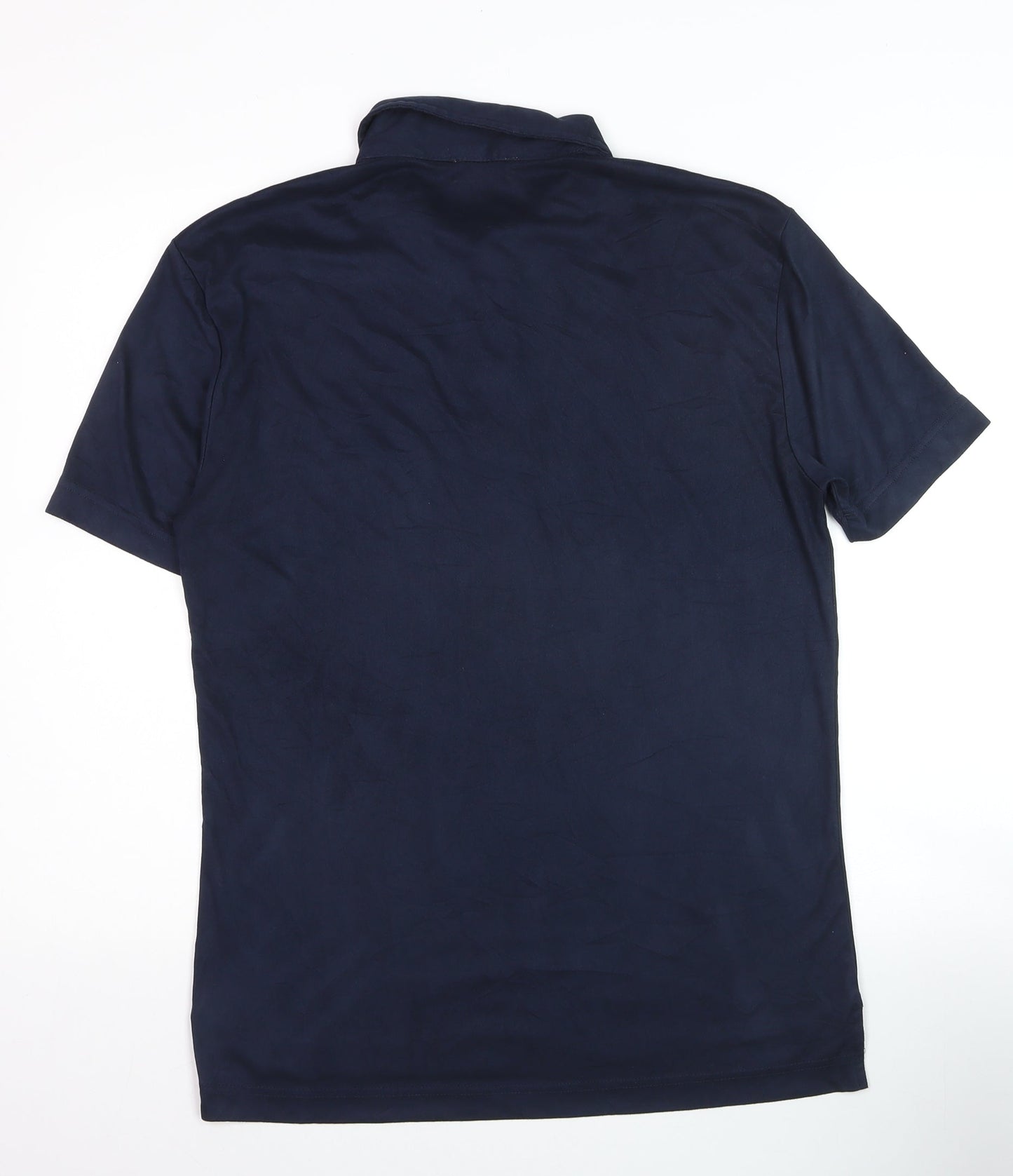 Zara Man Blue Cotton Short Sleeve Zip Collar Polo Shirt Size M
