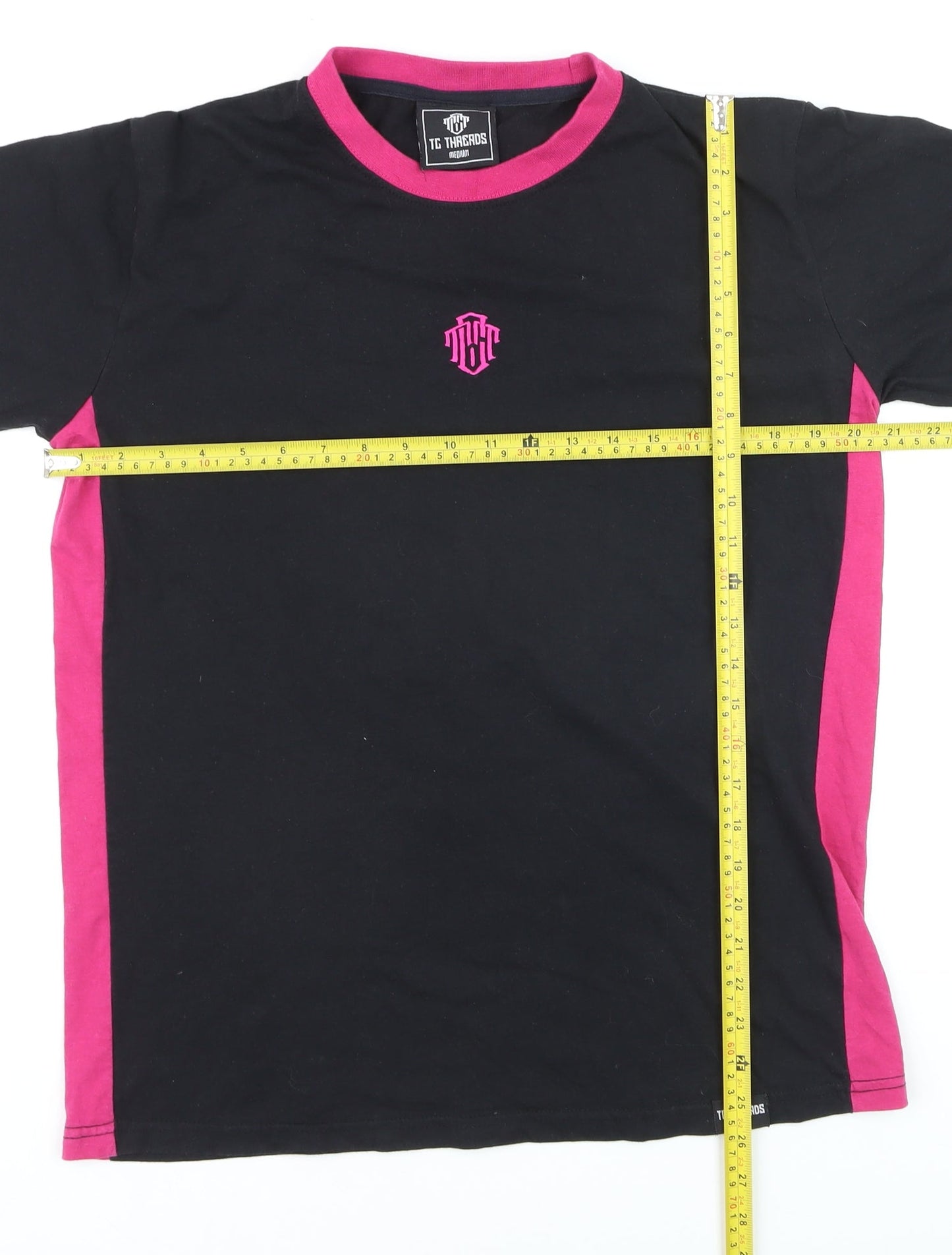 TC Threads Men's Black & Pink Gothic Skull Graphic Cotton T-Shirt Medium
