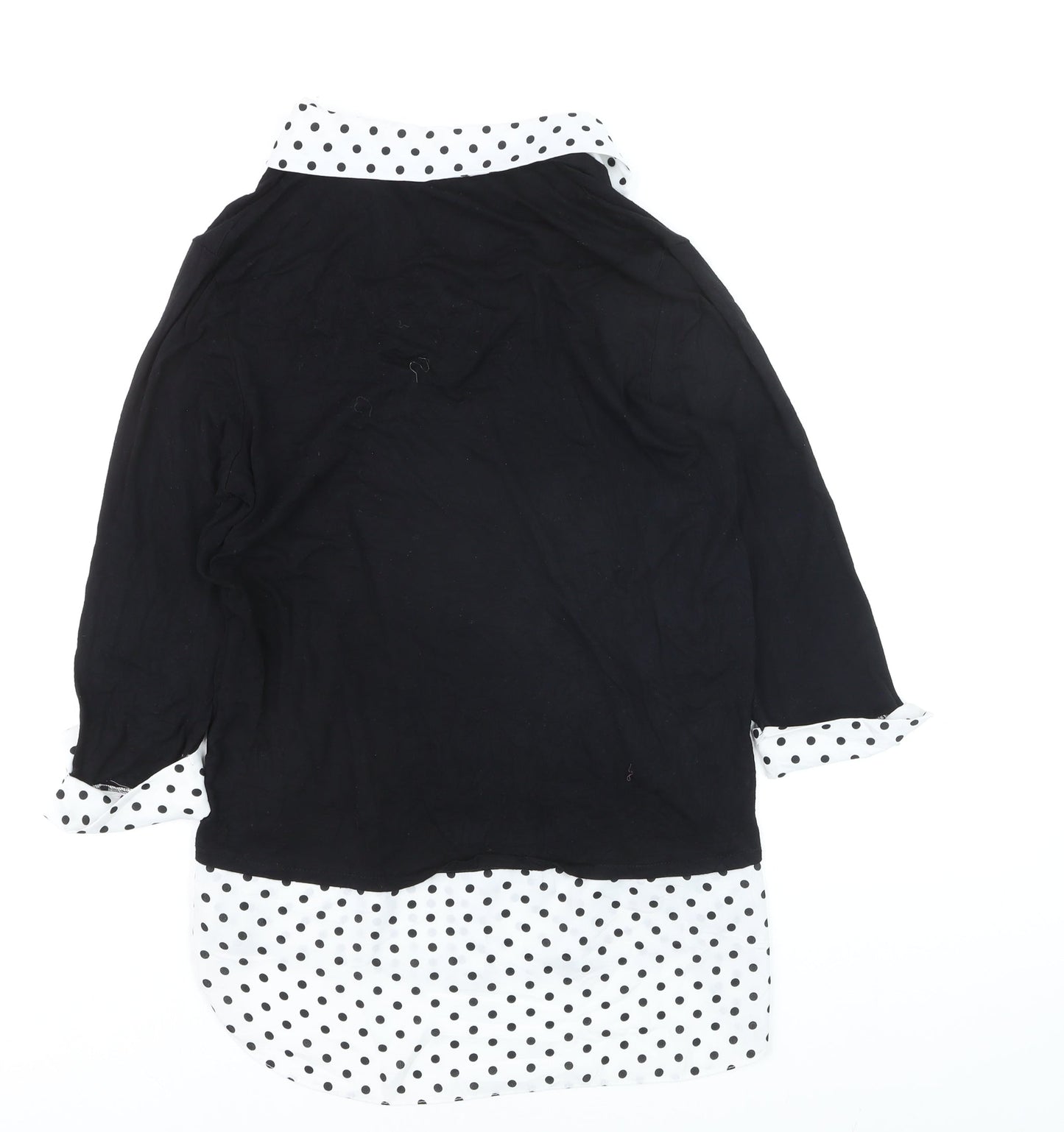 M&Co Women’s Black Polka Dot V-Neck Blouse Size 12 Classic Style