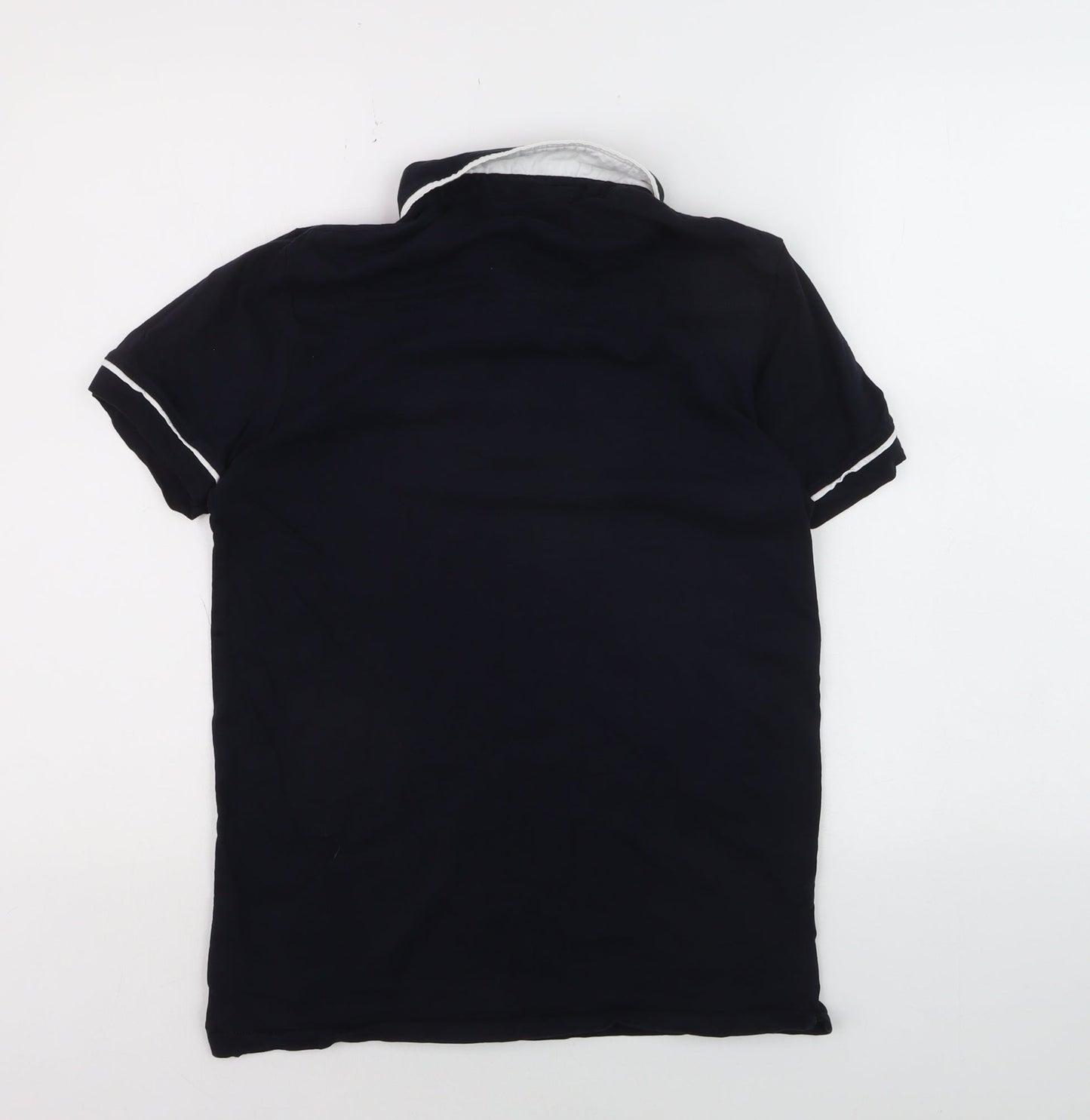 French Connection Men's Black Cotton Polo Shirt Size M Classic Fit