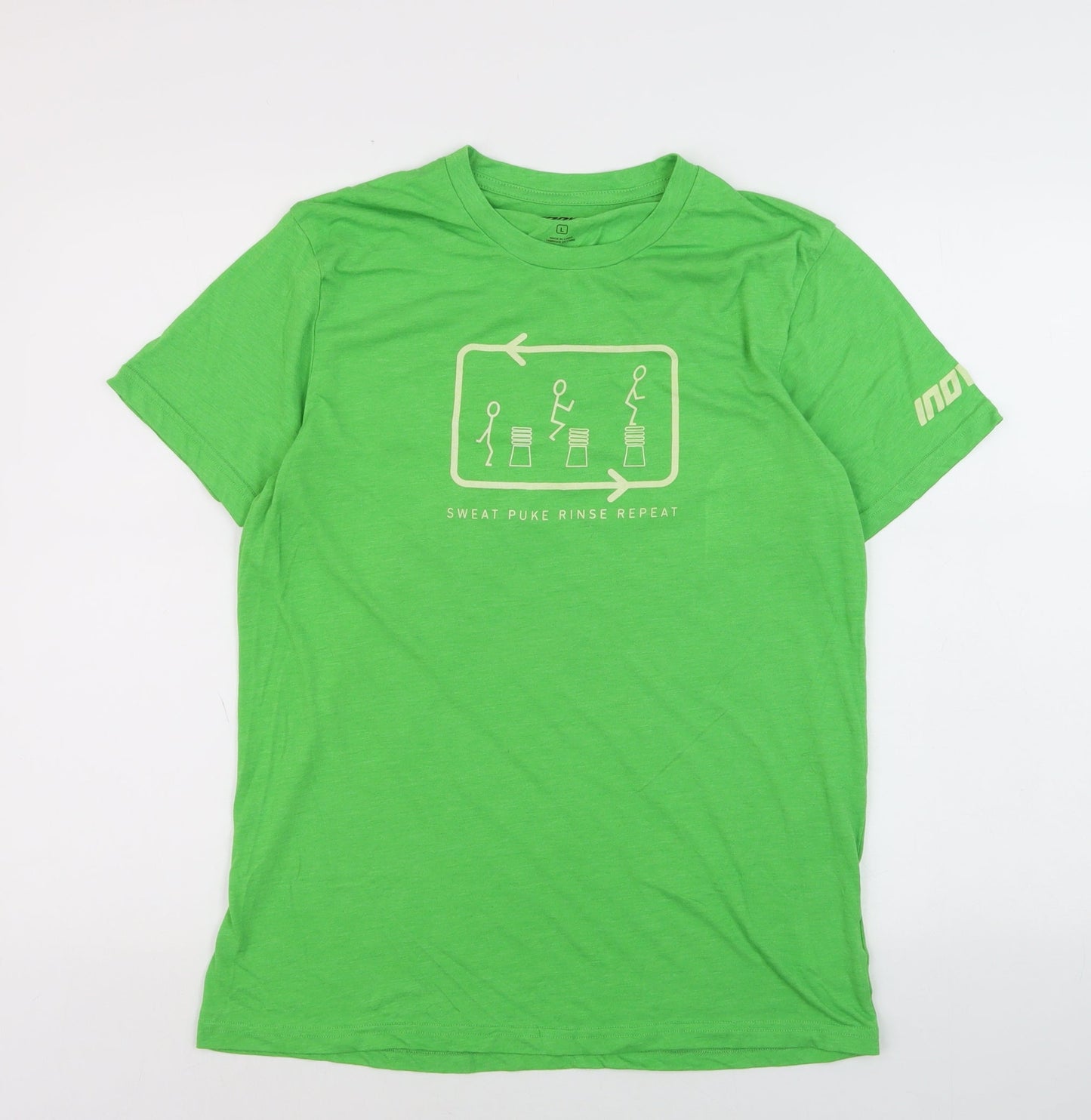 INOV-8 Men's Green Graphic Sports T-Shirt Size L Lightweight Gym Top