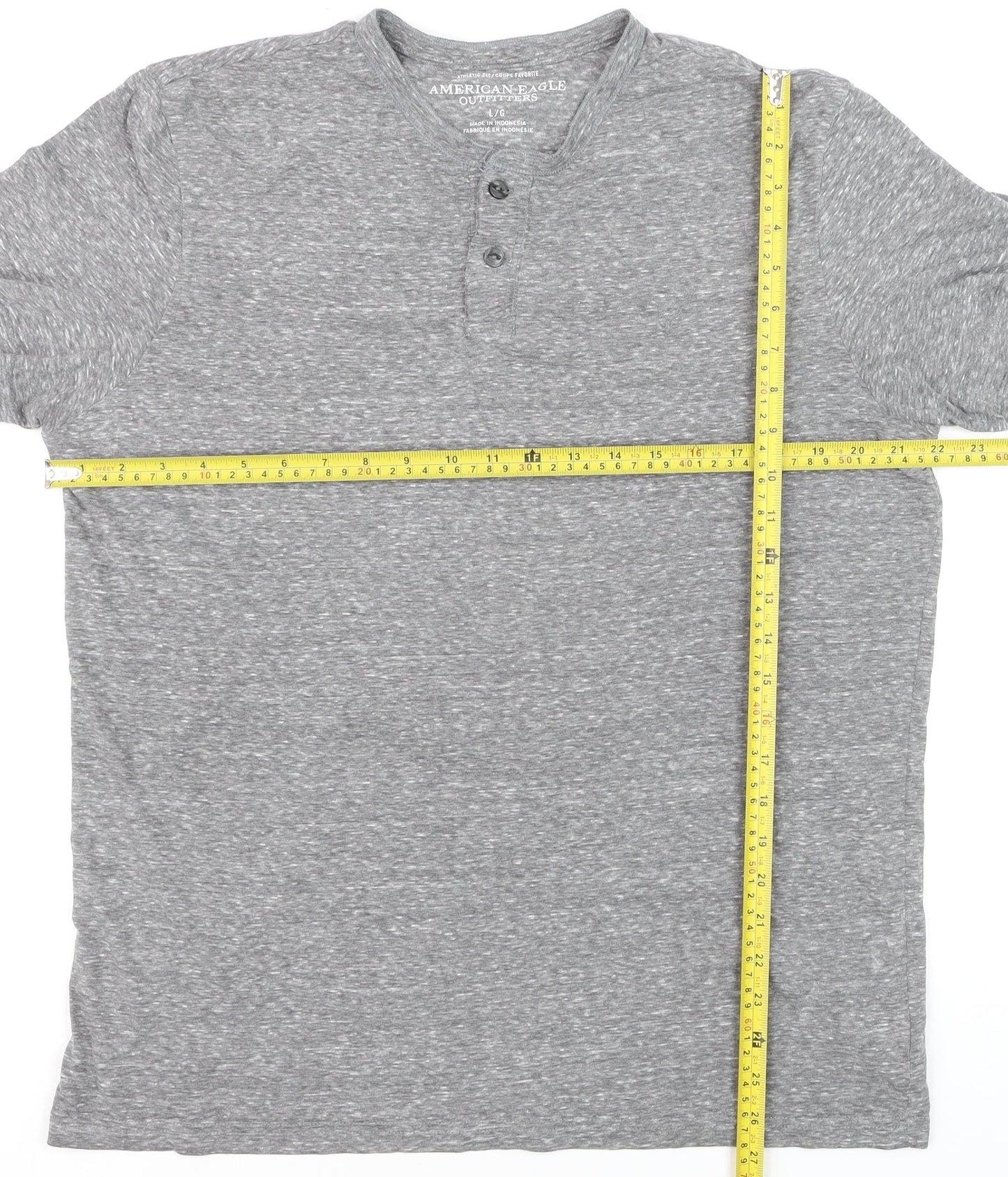 American Eagle Outfitters Men’s Grey Henley T-Shirt L Athletic Fit
