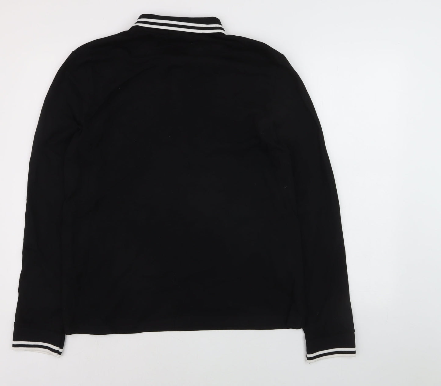 ASOS DESIGN Men's Black Long Sleeve Polo Shirt Size L 42in Chest