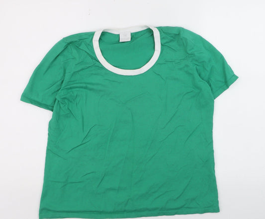 Madeleine Women's Green Cotton Crew Neck Short Sleeve T-Shirt M