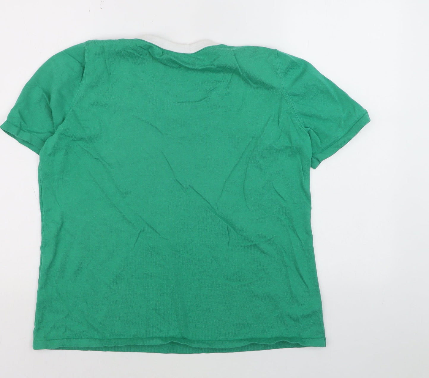 Madeleine Women's Green Cotton Crew Neck Short Sleeve T-Shirt M