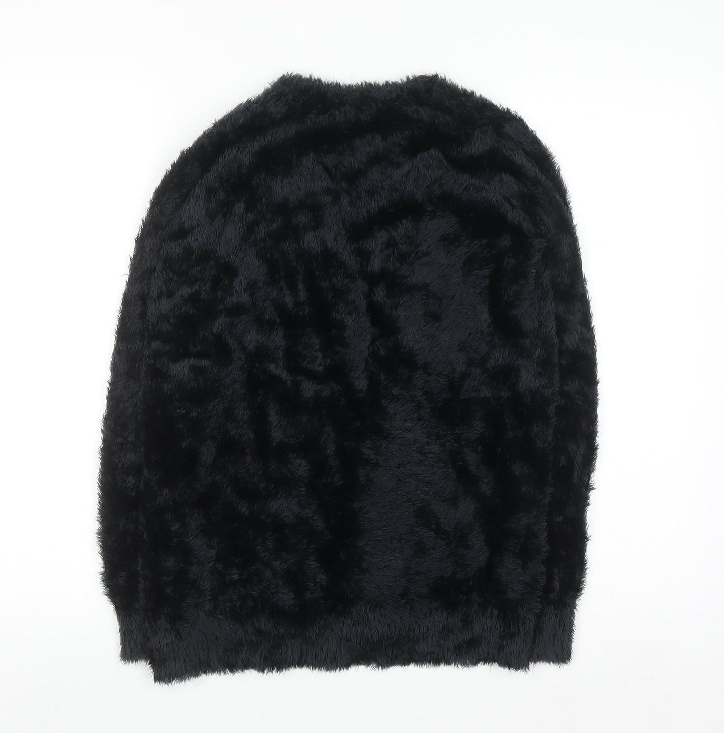F&F Women’s Black Faux Fur Open Long Sleeve Cardigan Size 8
