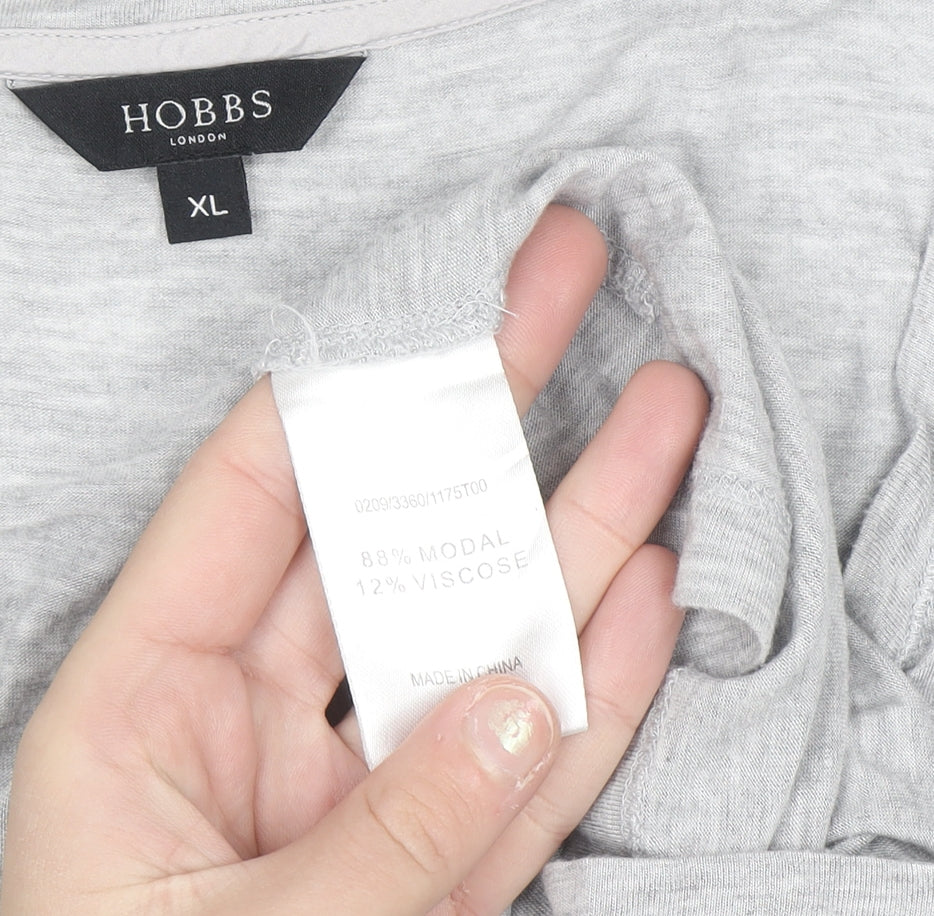 Hobbs Women's Grey V-Neck Button Cardigan XL Modal Blend