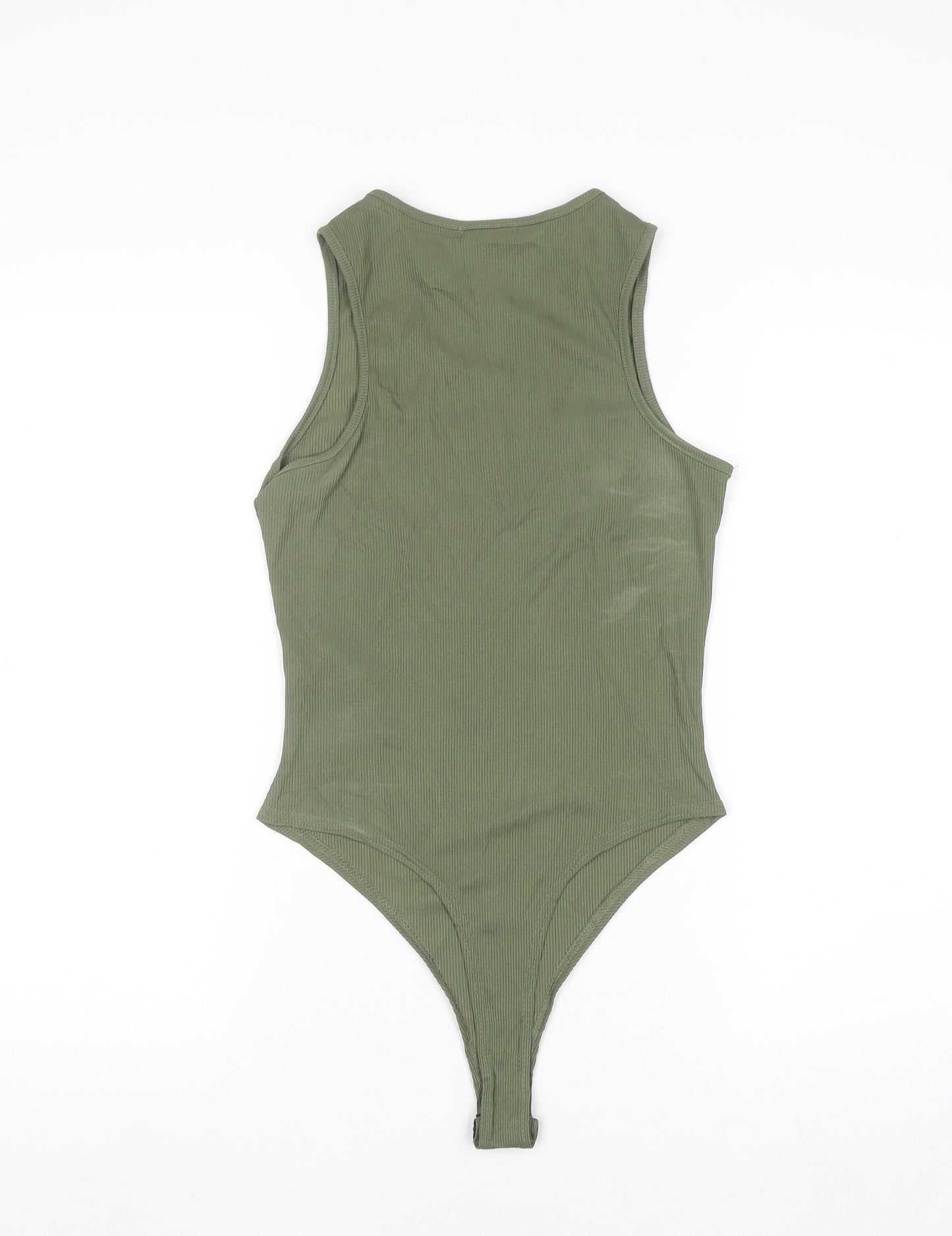 PrettyLittleThing Women’s Green Ribbed New Wave Tank Bodysuit Size 10