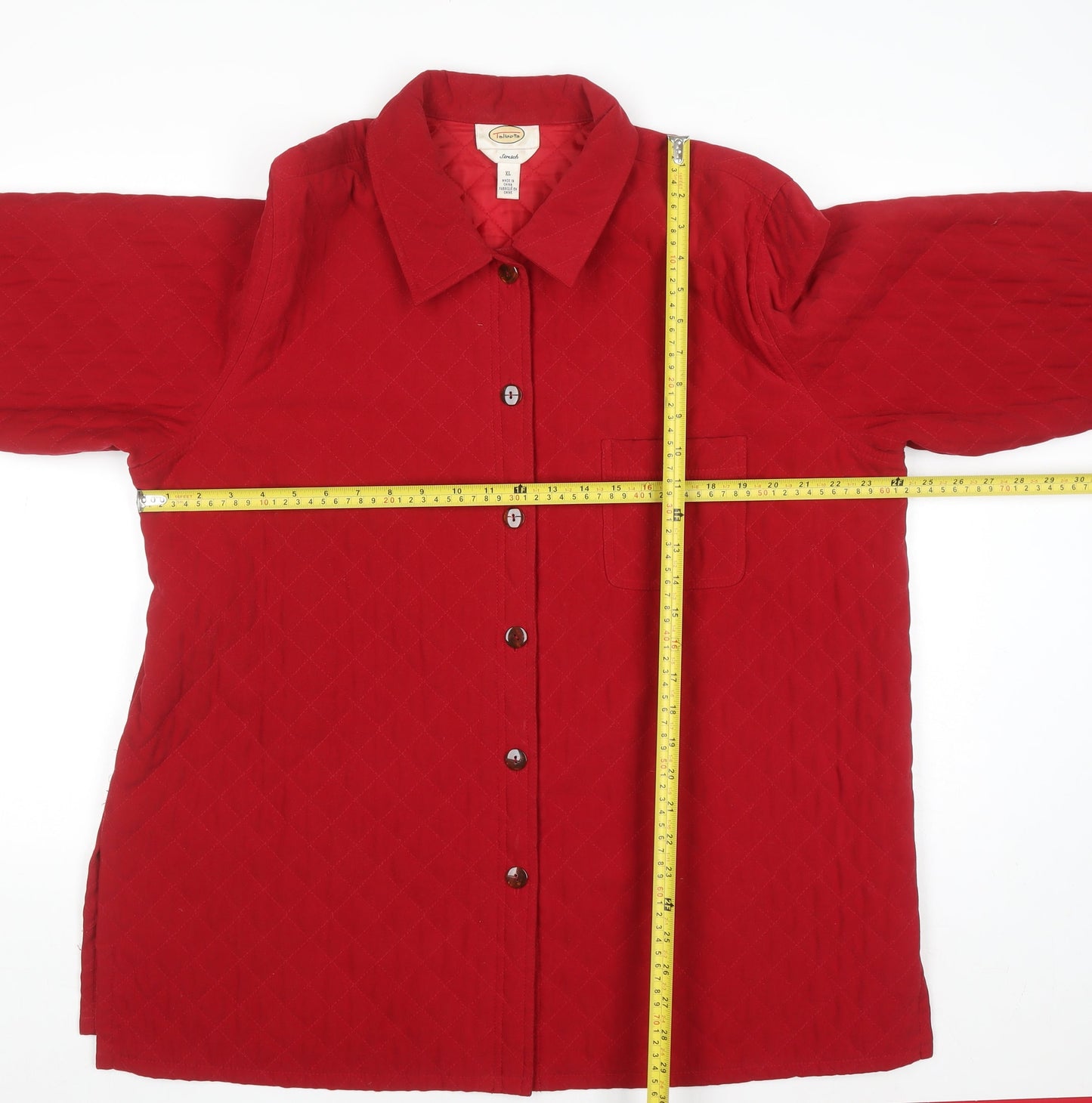 Talbots Women Red Quilted Mid-Length Jacket XL