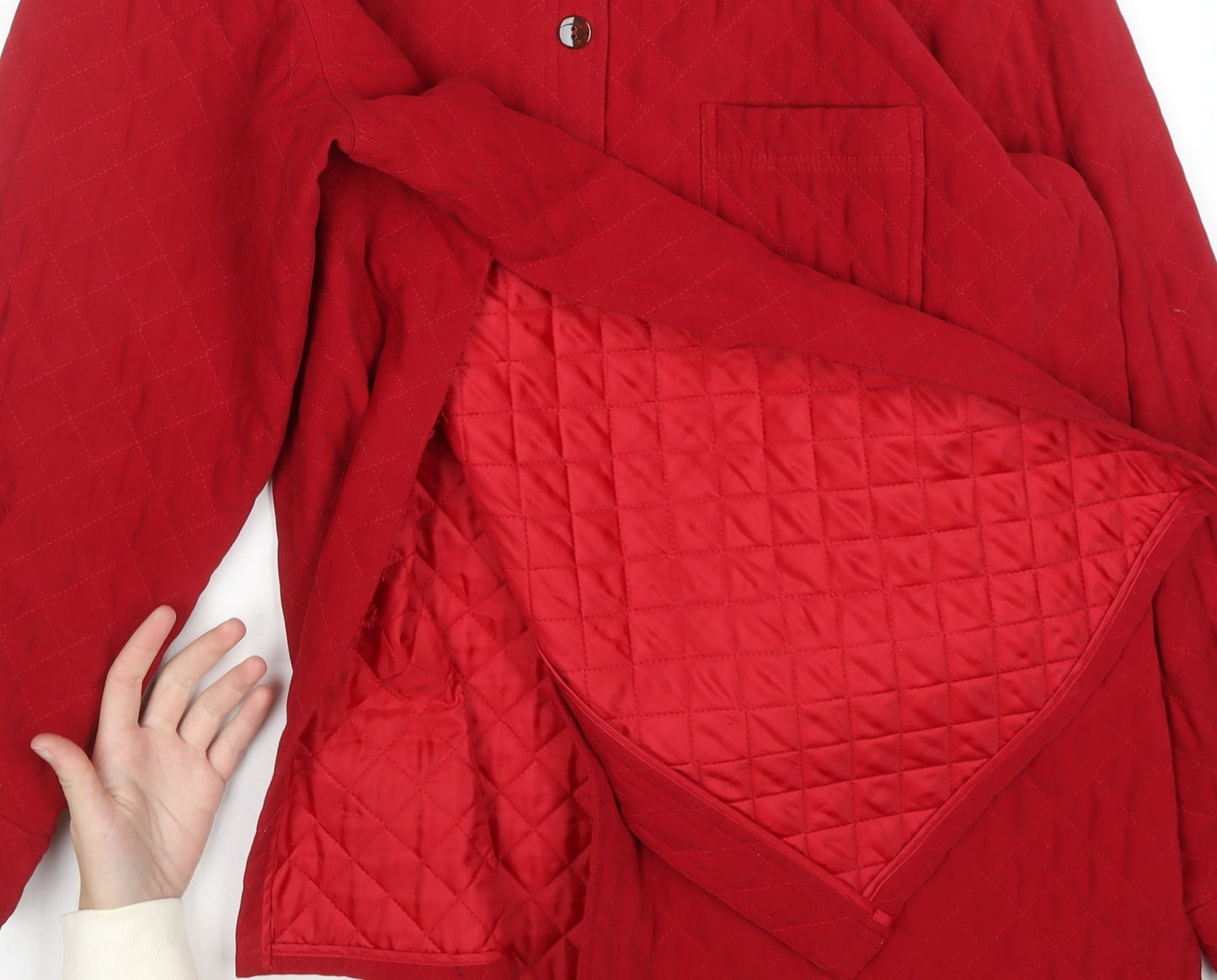 Talbots Women Red Quilted Mid-Length Jacket XL