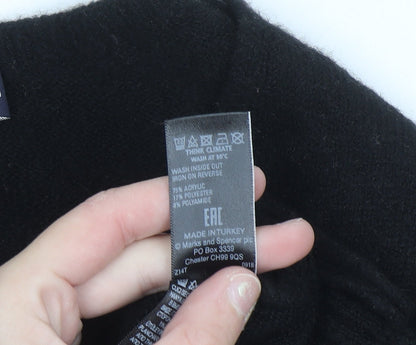 Marks & Spencer Women's Black Beaded V-Neck Jumper Size 10
