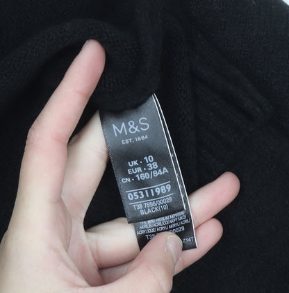 Marks & Spencer Women's Black Beaded V-Neck Jumper Size 10