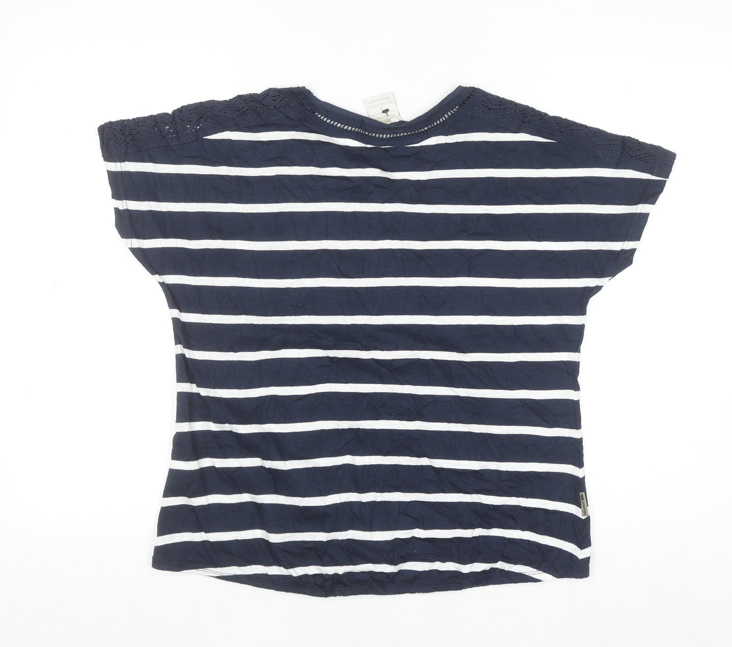 Trespass Womens Navy White Striped Basic T-Shirt UK 10 Short Sleeve Cotton