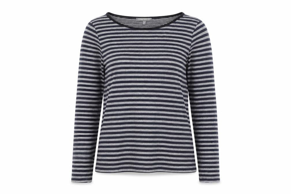 Laura Ashley Women's Blue Striped Boat Neck Long Sleeve Pullover Jumper Size 16