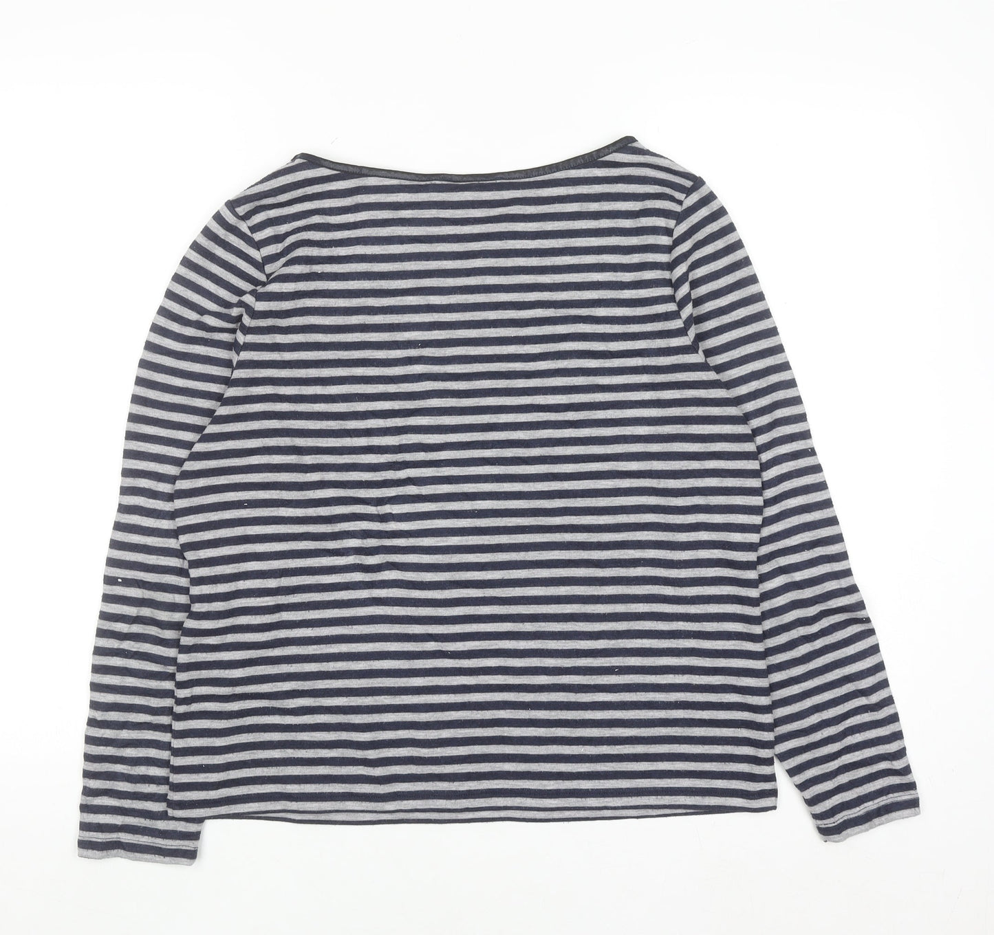 Laura Ashley Women's Blue Striped Boat Neck Long Sleeve Pullover Jumper Size 16