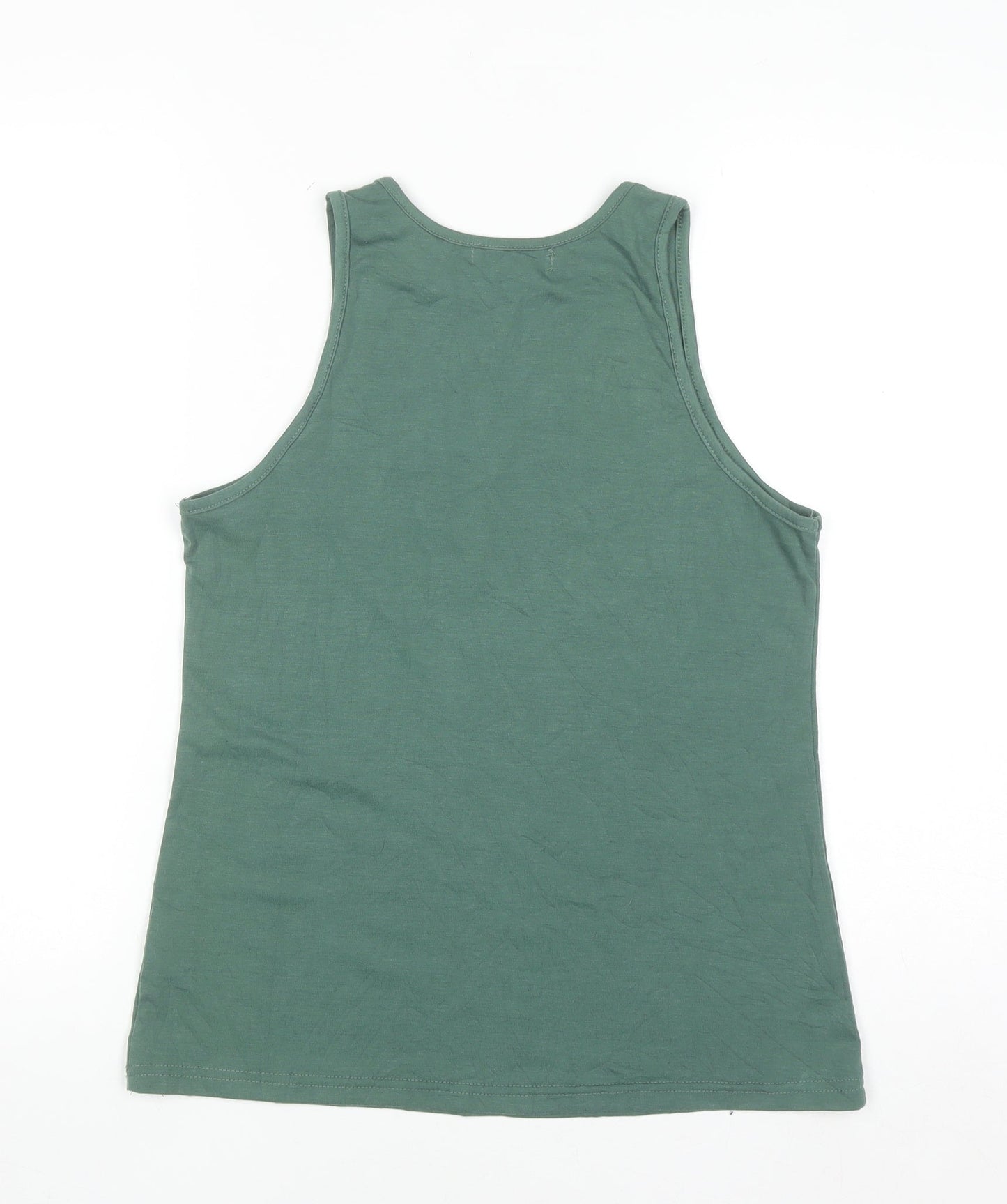 MISSLOOK Women's Green Cotton Blend 'Be Kind' Tank Top Size L
