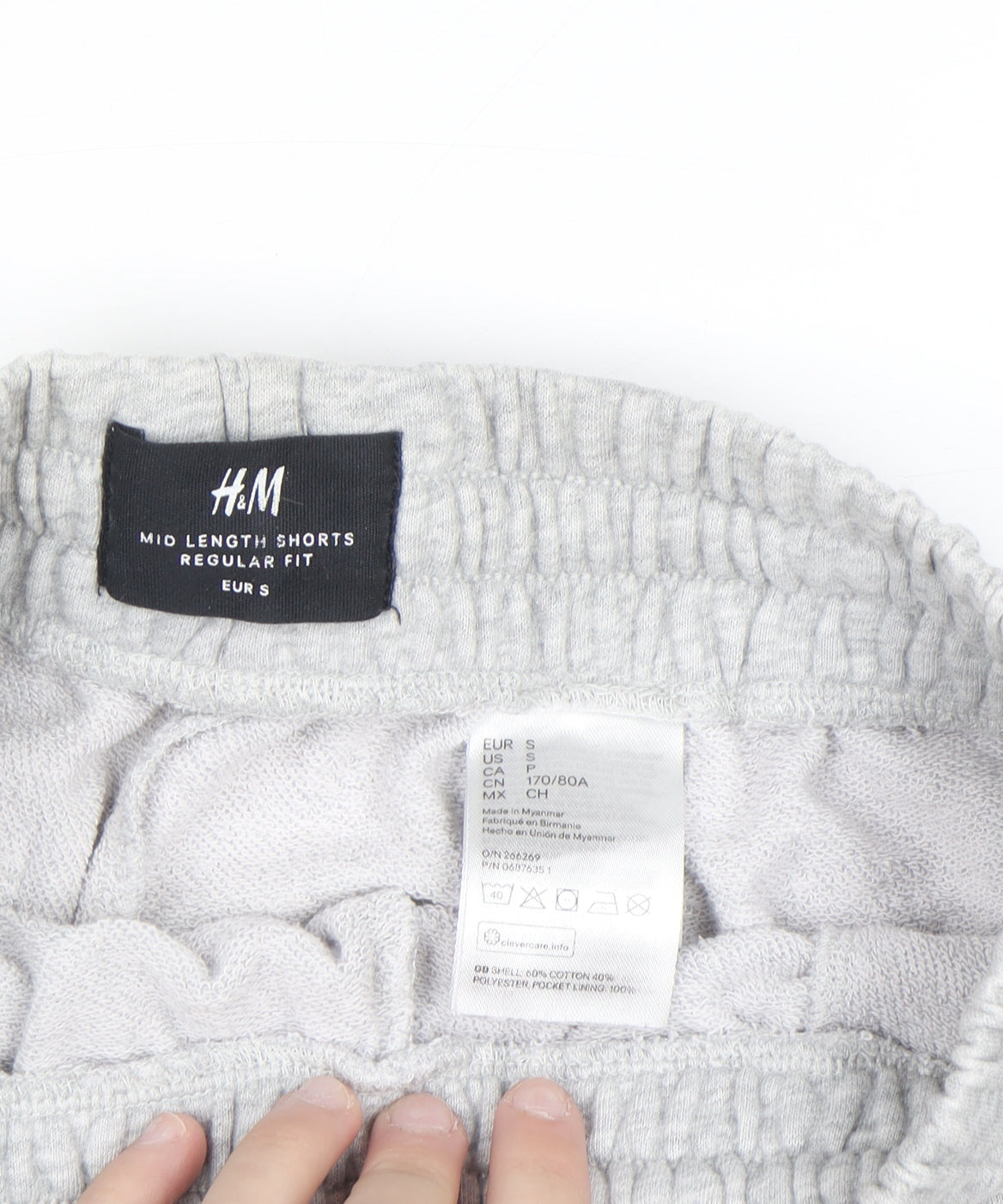 H&M Mens Grey Regular Fit Sweat Shorts Size S Casual Summer