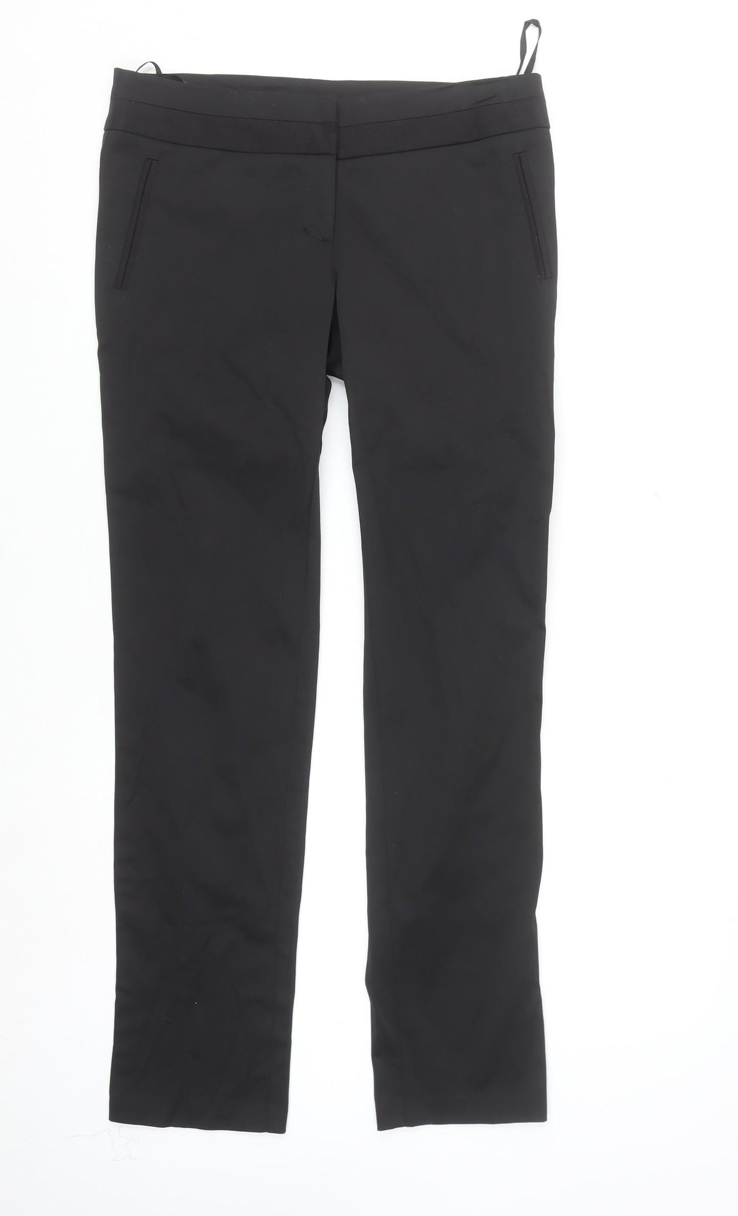 Oasis Women's Black Size 12 Slim Trousers Cotton Blend Workwear