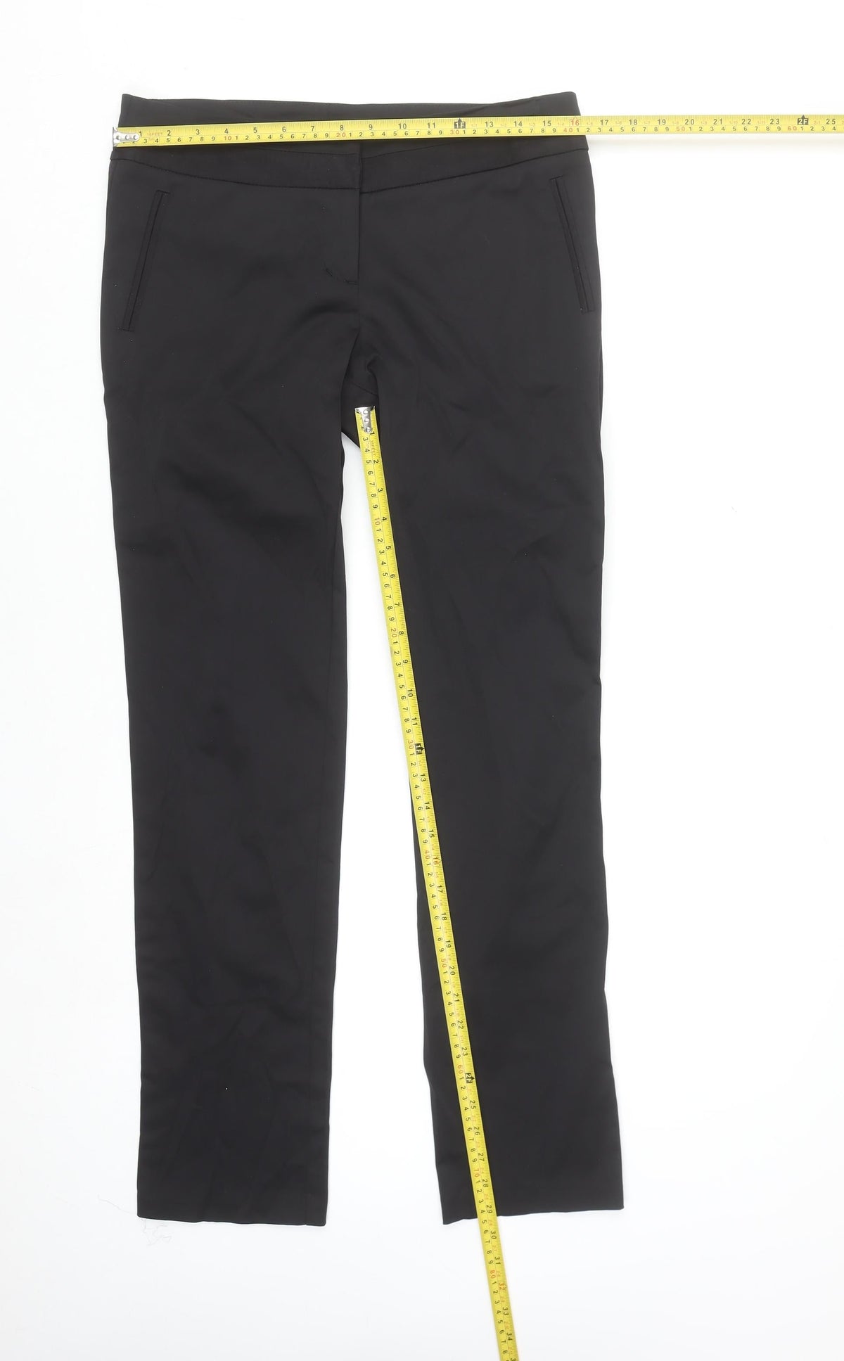 Oasis Women's Black Size 12 Slim Trousers Cotton Blend Workwear