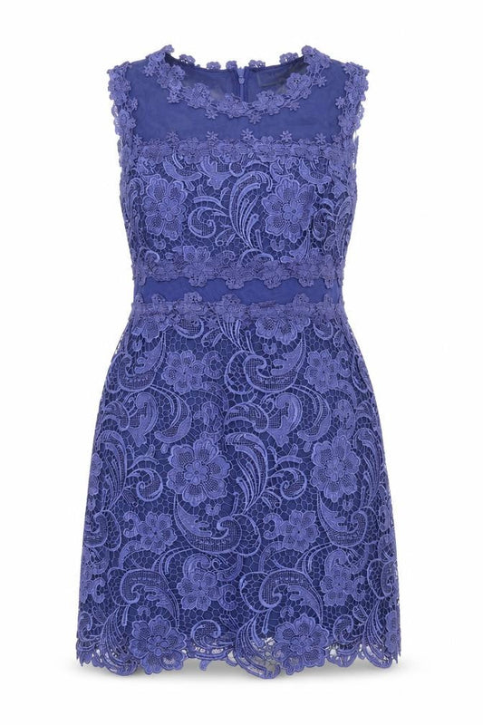 Red Chilli Women's Blue Lace Sleeveless Sheath Party Dress Size 14