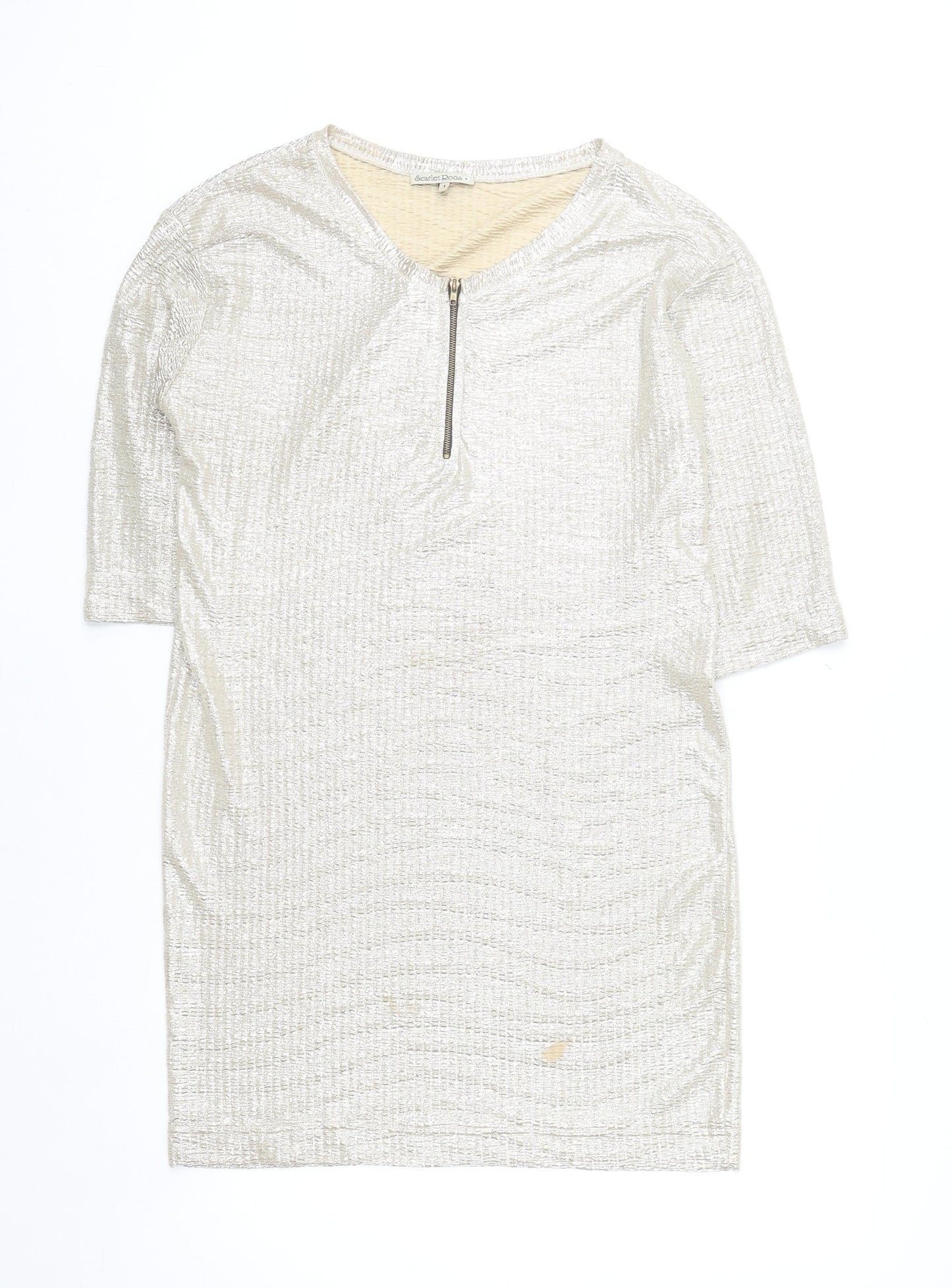 Scarlet Roos Women Gold Shift Party Dress Size S Half Sleeve