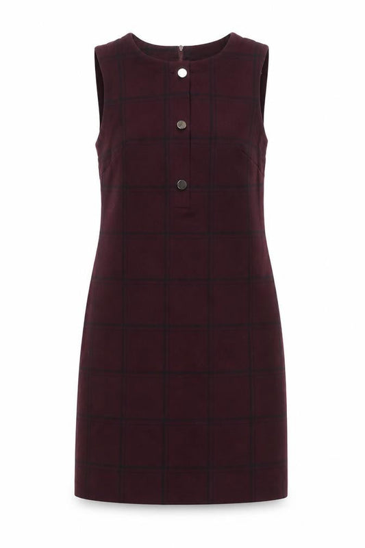 Dunnes Women Brown Check Sleeveless Pinafore Dress Size 10
