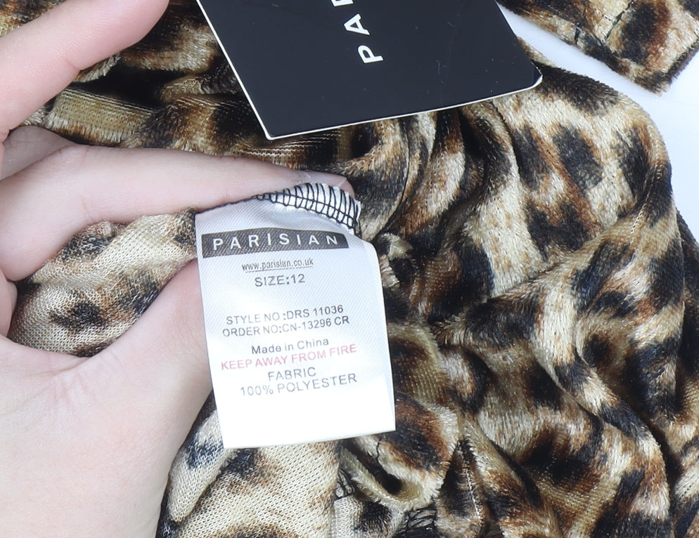 Parisian Women’s Brown Leopard Animal Print Bodycon Dress Size 12