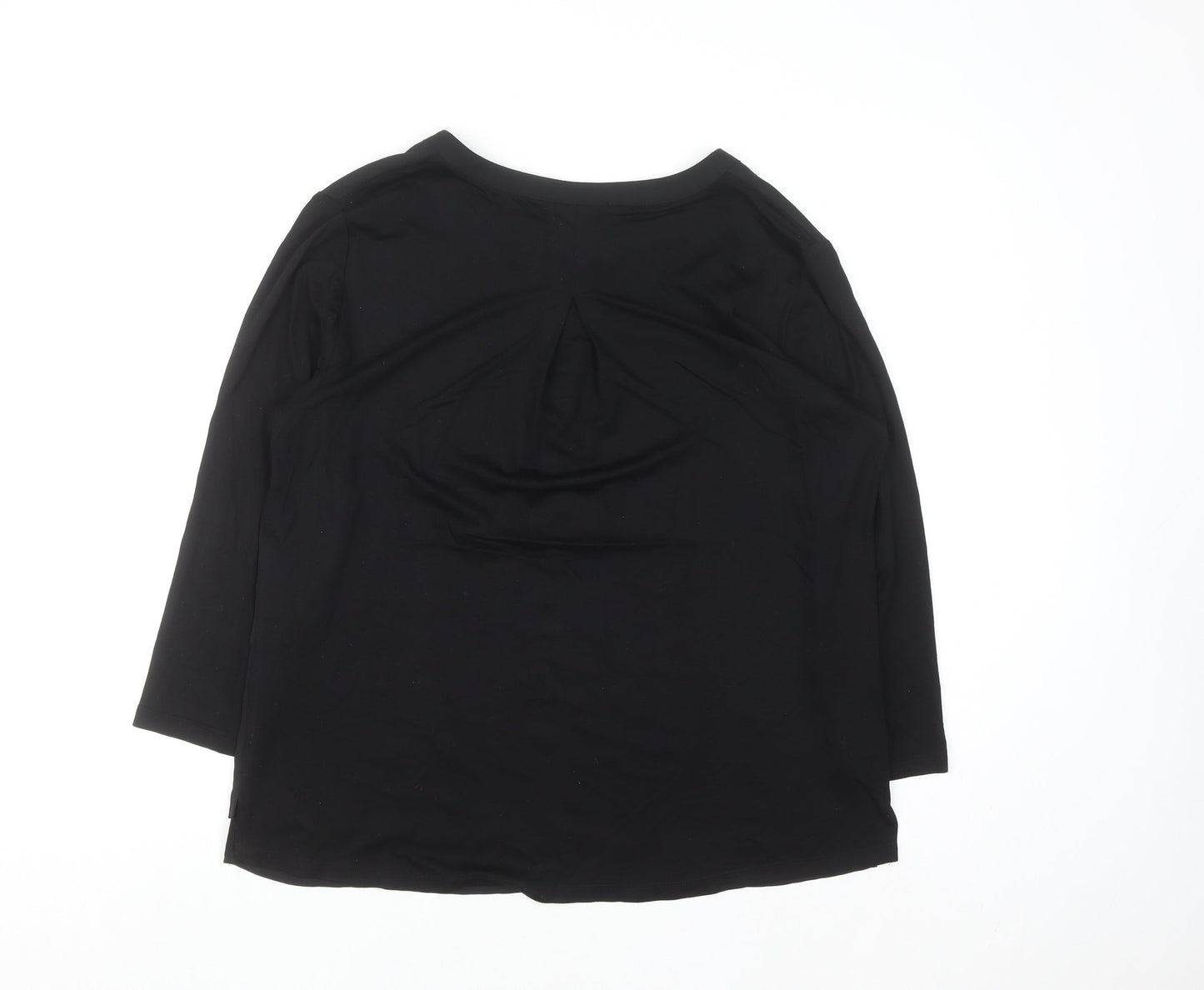 Twist Womens Black Blouse Size 12 V-Neck 3/4 Sleeve Work Top